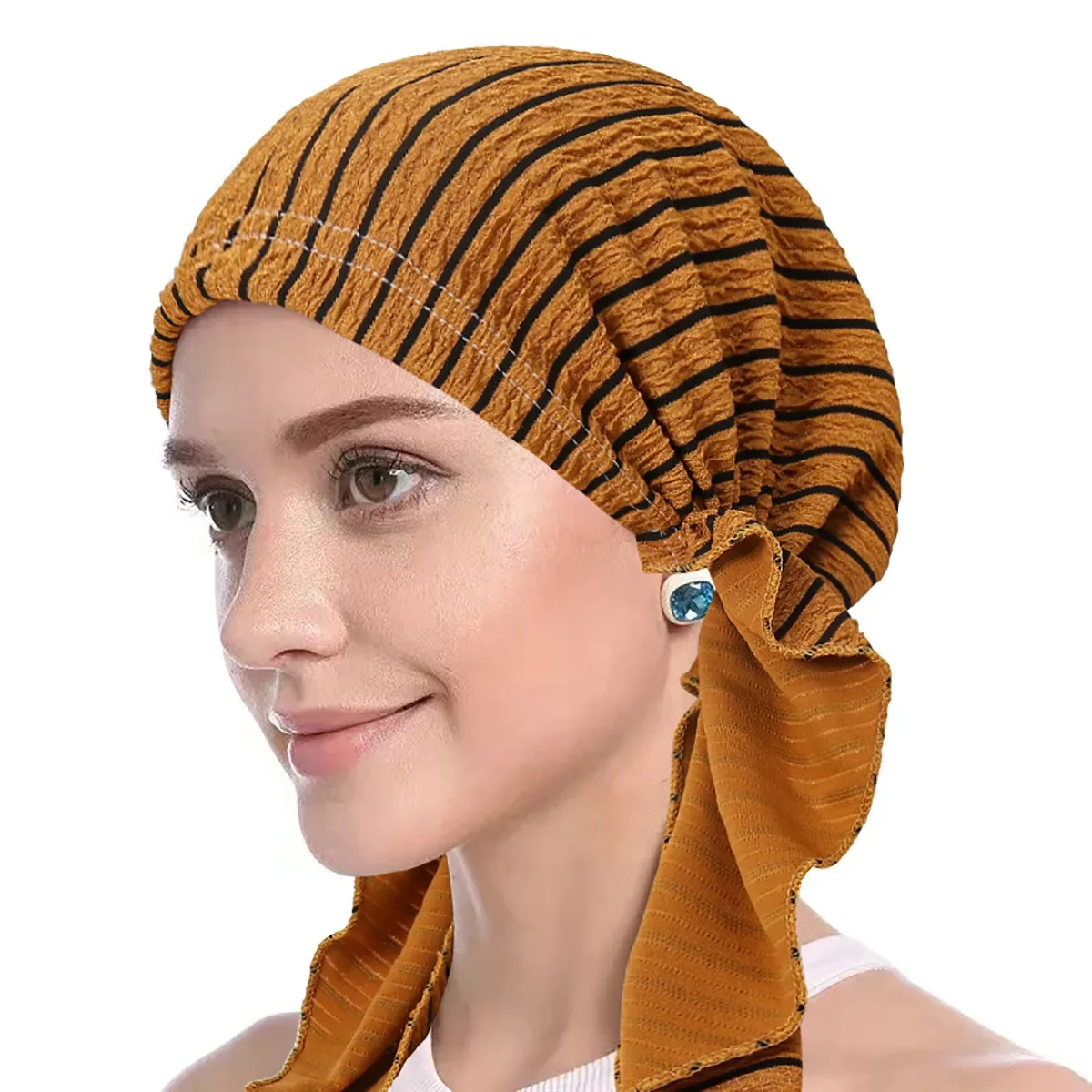 Trendy Stripe Turban Cap Women Muslim Hijab Islamic Chemo Cap Head Scarf Ladies Head Wrap Cover Hijab Scarf Long Tail Strap Hat
Trendy Stripe Turban Cap Women Muslim Hijab Islamic Chemo Cap Head Scarf Ladies Head Wrap Cover Hijab Scarf Long Tail Strap Hat