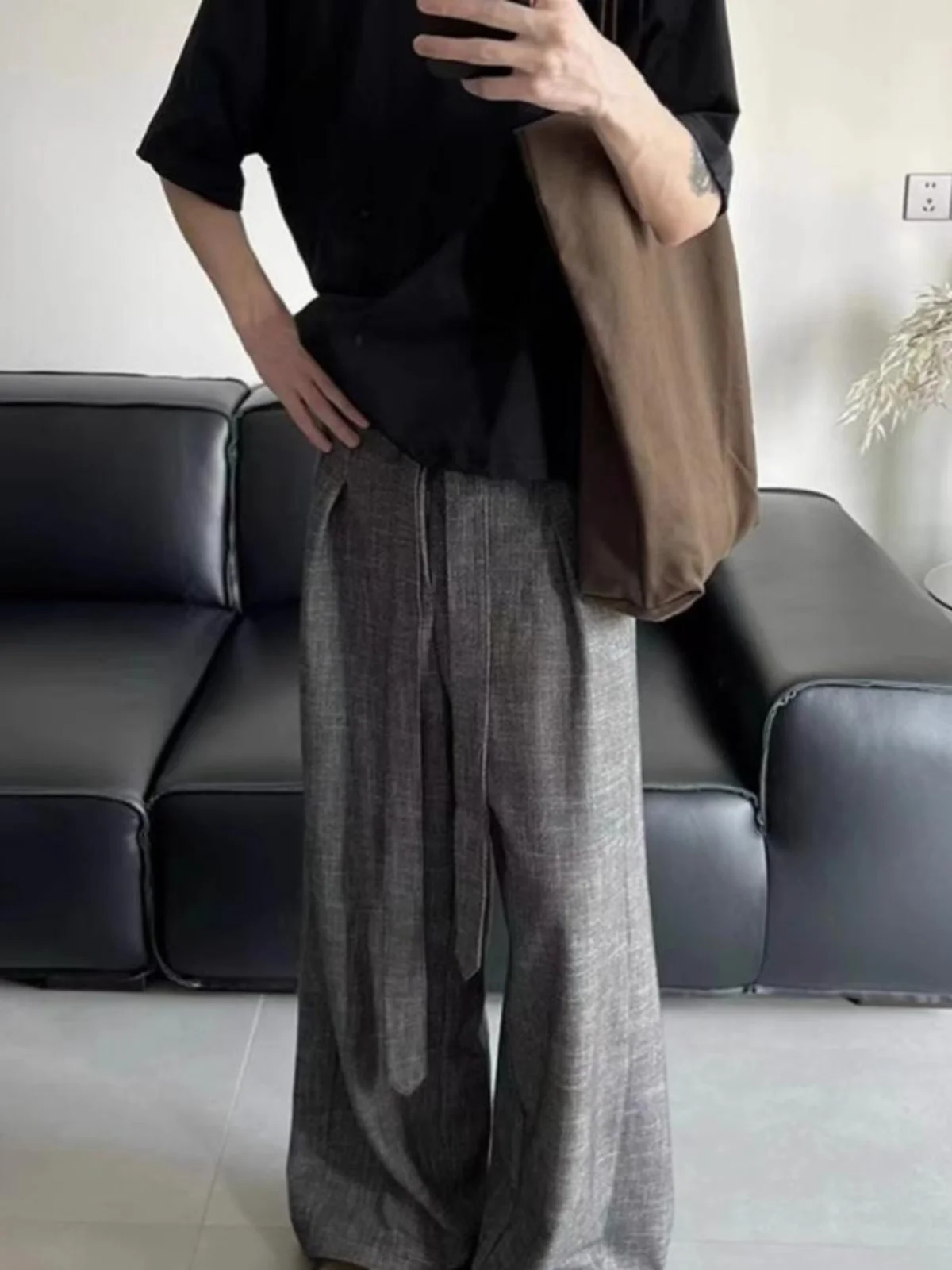 American Retro Bamboo Texture Casual Wide Leg Pants Loose Straight Loose Trousers High Waist Long Trousers for Youth
American Retro Bamboo Texture Casual Wide Leg Pants Loose Straight Loose Trousers High Waist Long Trousers for Youth