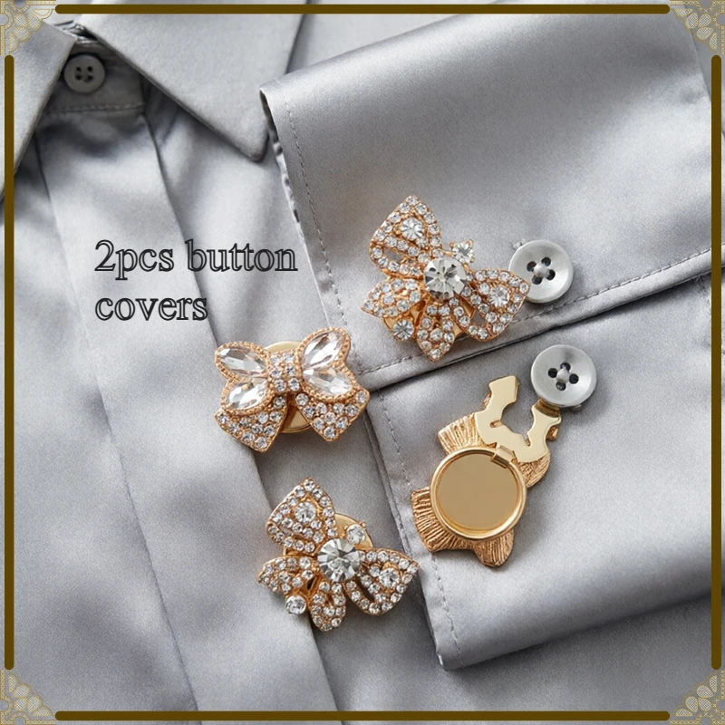 2PCS Fashion Good Sweetly Crystal Bow Button Covers for DIY Clothing Decorative Alloy Button Shirt Sleeve Button Decoration
2PCS Fashion Good Sweetly Crystal Bow Button Covers for DIY Clothing Decorative Alloy Button Shirt Sleeve Button Decoration