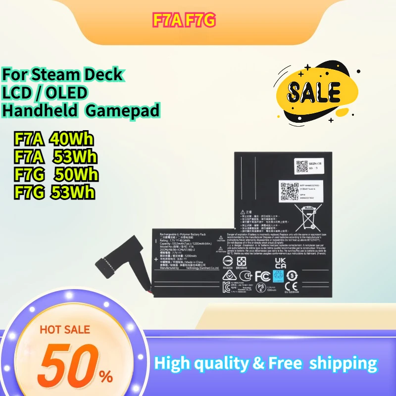 53WH F7A F7G Battery For Steam Deck LCD / OLED Handheld Gamepad Controller Rechargeable Batteries Accessories
53WH F7A F7G Battery For Steam Deck LCD / OLED Handheld Gamepad Controller Rechargeable Batteries Accessories