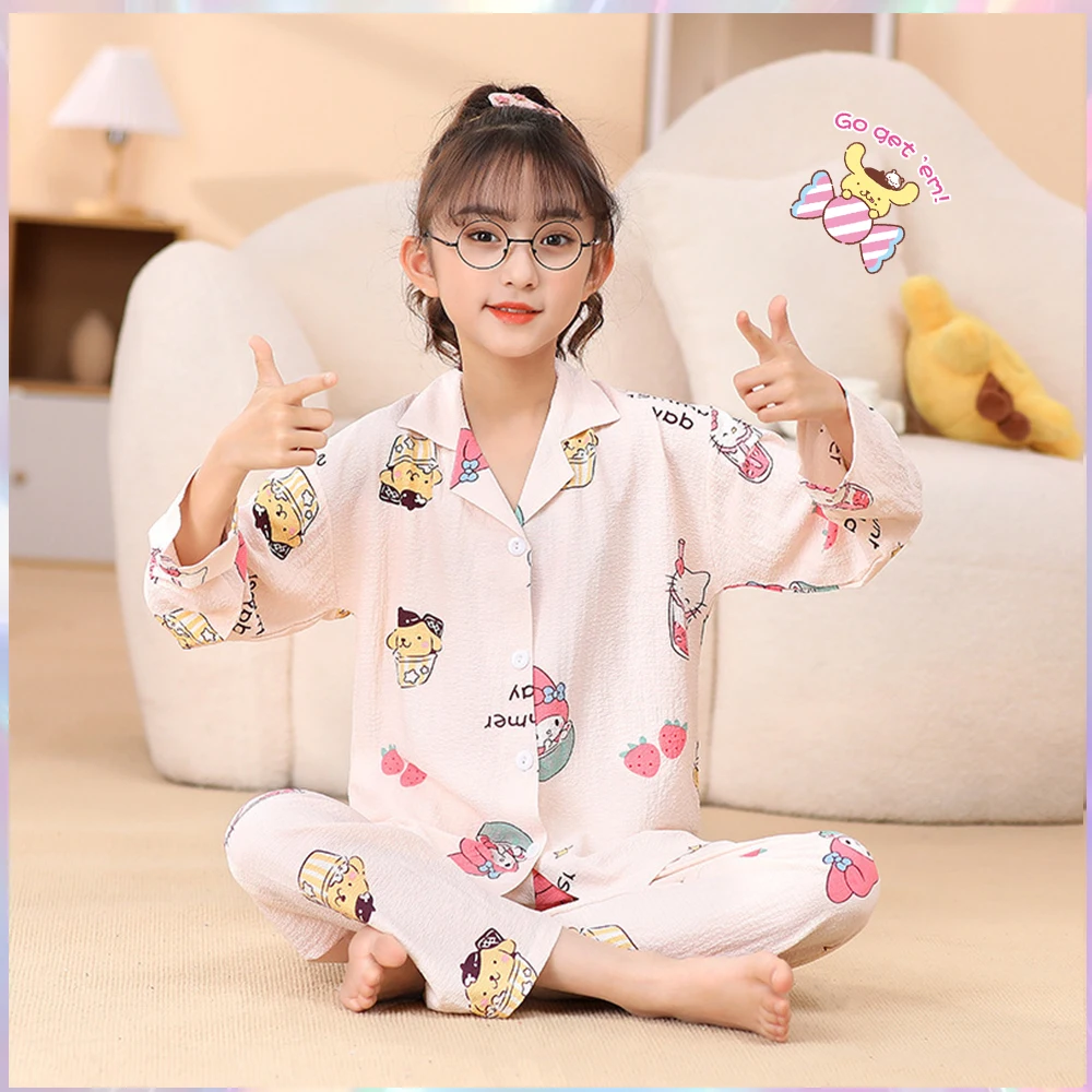 Осенний новый детский пижамный комплект в стиле аниме Sanrio Cinnamoroll Kuromi Melody Girls Kuromi, пижамы с длинными рукавами с героями мультфильмов, одежда для сна
Осенний новый детский пижамный комплект в стиле аниме Sanrio Cinnamoroll Kuromi Melody Girls Kuromi, пижамы с длинными рукавами с героями мультфильмов, одежда для сна