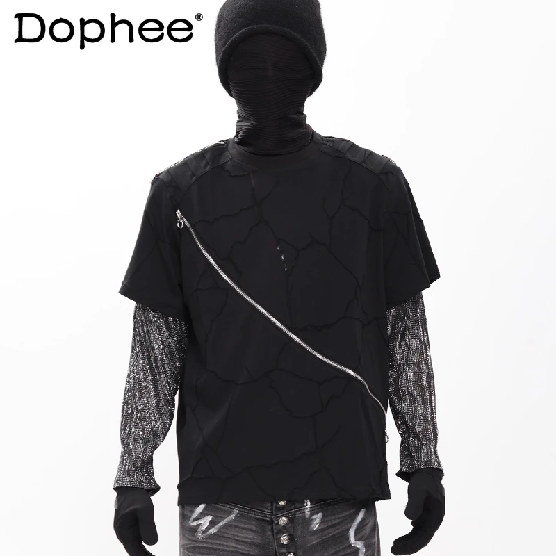 Men's 2025 Autumn New Faux Two-piece Sets Zipper Decoration Tees Round Neck Long-sleeve T-shirts Men's High-end High Street Tops
Men's 2025 Autumn New Faux Two-piece Sets Zipper Decoration Tees Round Neck Long-sleeve T-shirts Men's High-end High Street Tops