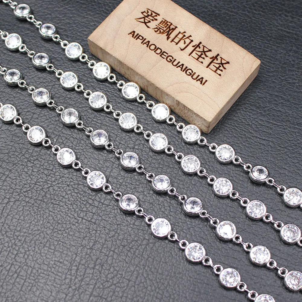 APDGG 1 Meter Bezel Set 6mm Clear CZ White Gold Plated Neck Chain Jewelry Making DIY
APDGG 1 Meter Bezel Set 6mm Clear CZ White Gold Plated Neck Chain Jewelry Making DIY