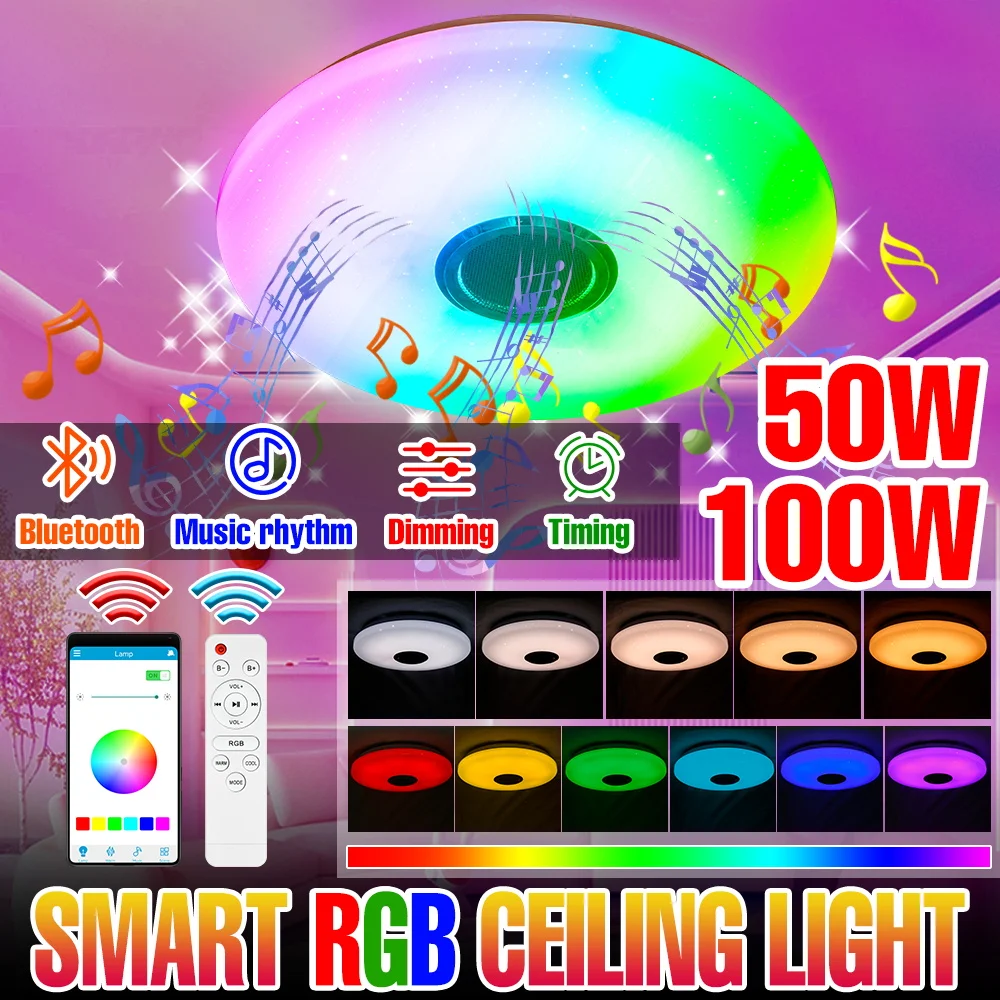 100W LED Ceiling Lamp RGB Smart Bluetooth Connection APP Remote Control Ambient Light AC100-240V Can Play Music Atmosphere Lamps
100W LED Ceiling Lamp RGB Smart Bluetooth Connection APP Remote Control Ambient Light AC100-240V Can Play Music Atmosphere Lamps