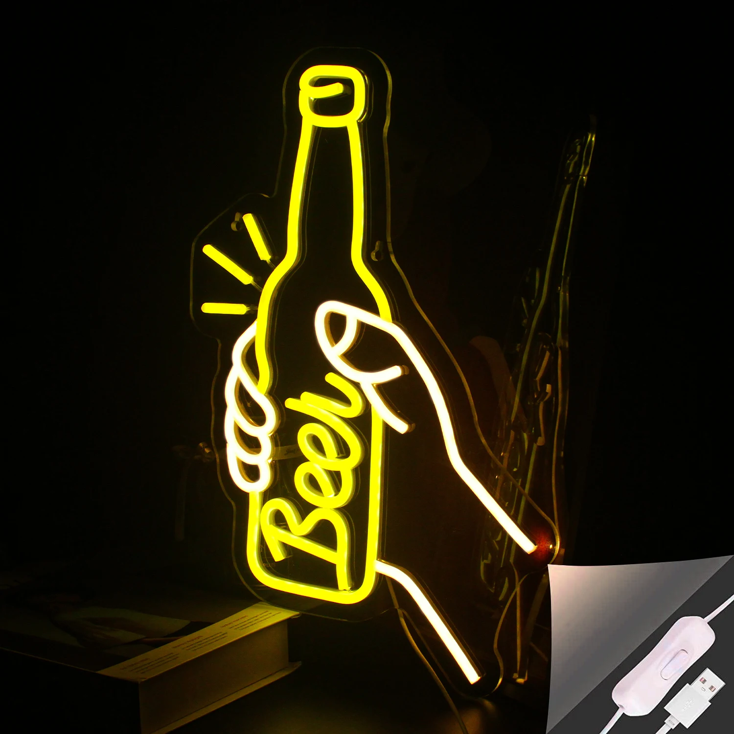 Holding Bottle Neon Bar Sign Beer Yellow LED Lights Art Room Decoartion For Home Bars Family Party Business Shop Club USB Lamp
Holding Bottle Neon Bar Sign Beer Yellow LED Lights Art Room Decoartion For Home Bars Family Party Business Shop Club USB Lamp