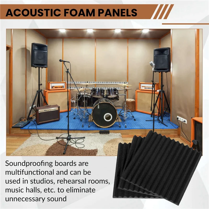 36 Pack Self-Adhesive Acoustic Panels, Sound Proof Foam Panels, High Density Soundproofing Wall Panels For Home(Black)
36 Pack Self-Adhesive Acoustic Panels, Sound Proof Foam Panels, High Density Soundproofing Wall Panels For Home(Black)