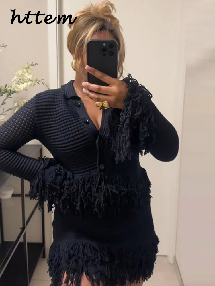 Fashion Tassel Cardigans Mini Skirt Set Women Knit Hollow Out Single-breasted Tops Short A-line Skirts 2025 Spring Lady Outfits
Fashion Tassel Cardigans Mini Skirt Set Women Knit Hollow Out Single-breasted Tops Short A-line Skirts 2025 Spring Lady Outfits