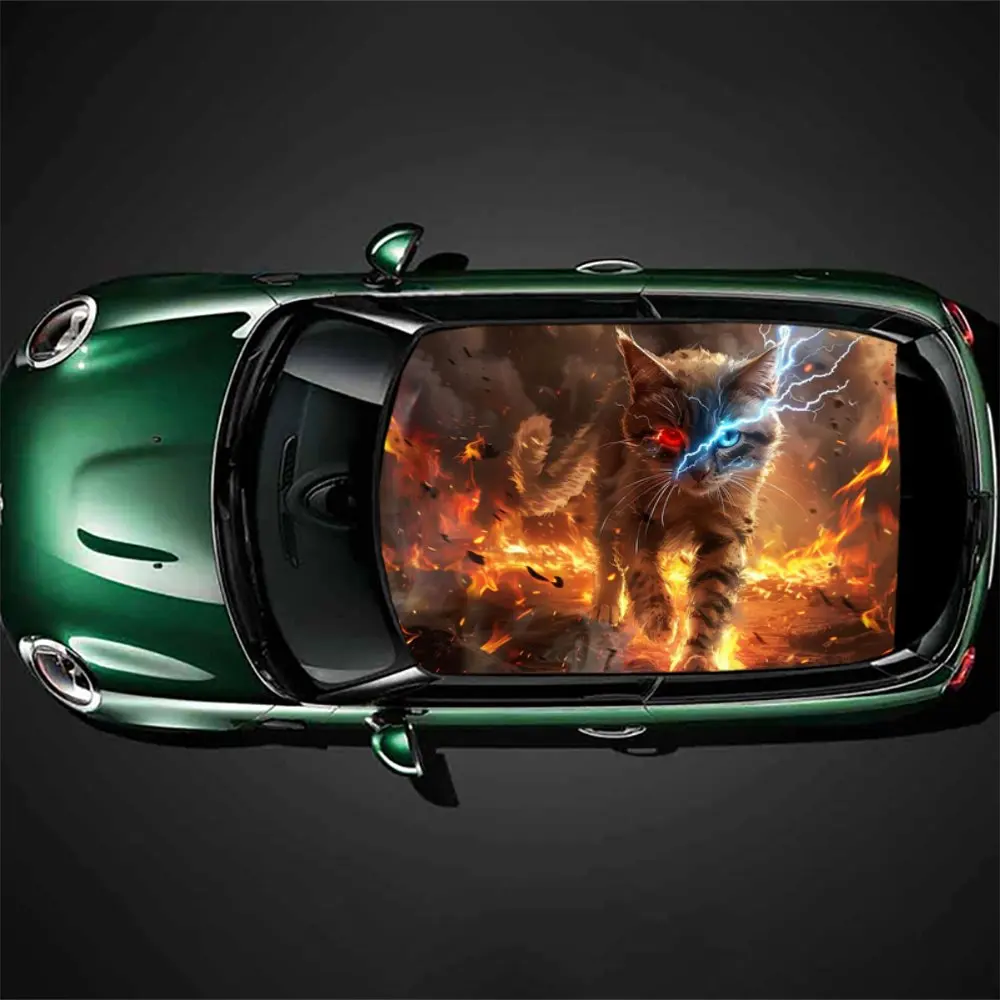 Lightning Cat with Flames Car Roof Sticker Wrap Racing SUV Auto Accessories Packaging PVC Car Hood Graphic Decal Decoration
Lightning Cat with Flames Car Roof Sticker Wrap Racing SUV Auto Accessories Packaging PVC Car Hood Graphic Decal Decoration