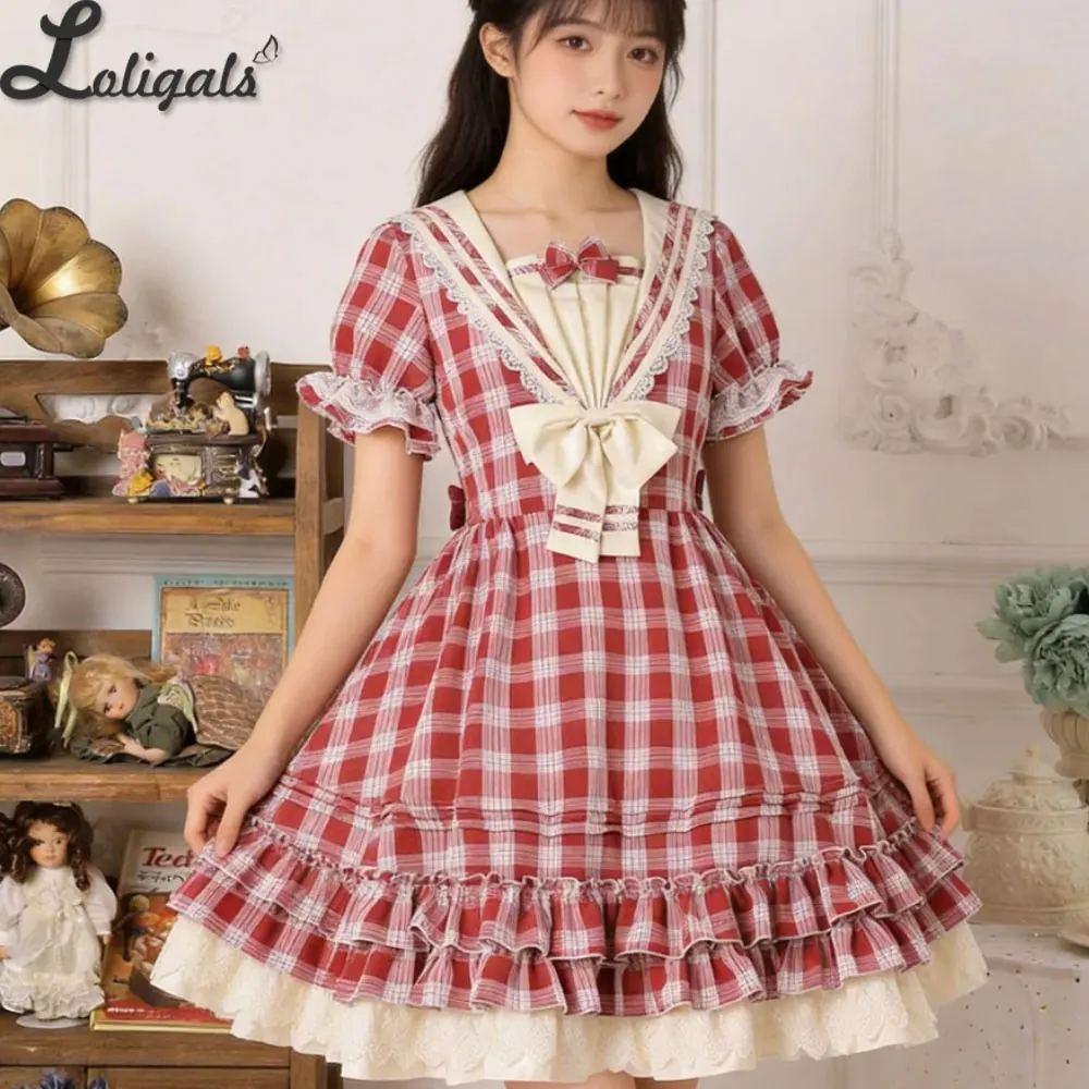 Classic Plaid Lolita Dress Preppy Style Sailor Collar Short Sleeve Casual Dress ~ The Rhine River by Strawberry Witch
Classic Plaid Lolita Dress Preppy Style Sailor Collar Short Sleeve Casual Dress ~ The Rhine River by Strawberry Witch