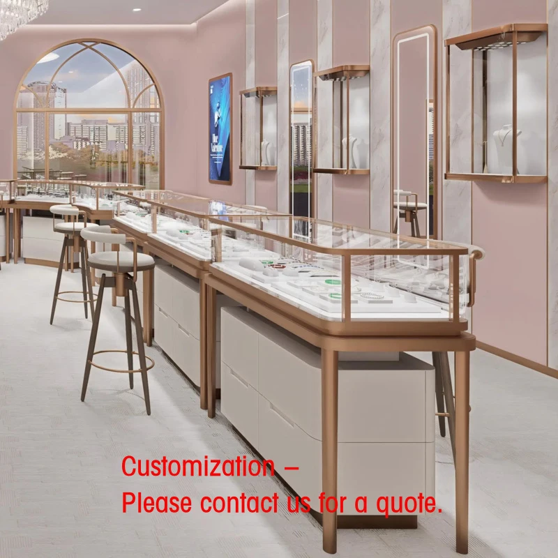 custom.Premium Rose Gold-Trimmed Long-Form Glass-Enclosed Jewelry Display Suite With Built-In Storage
custom.Premium Rose Gold-Trimmed Long-Form Glass-Enclosed Jewelry Display Suite With Built-In Storage