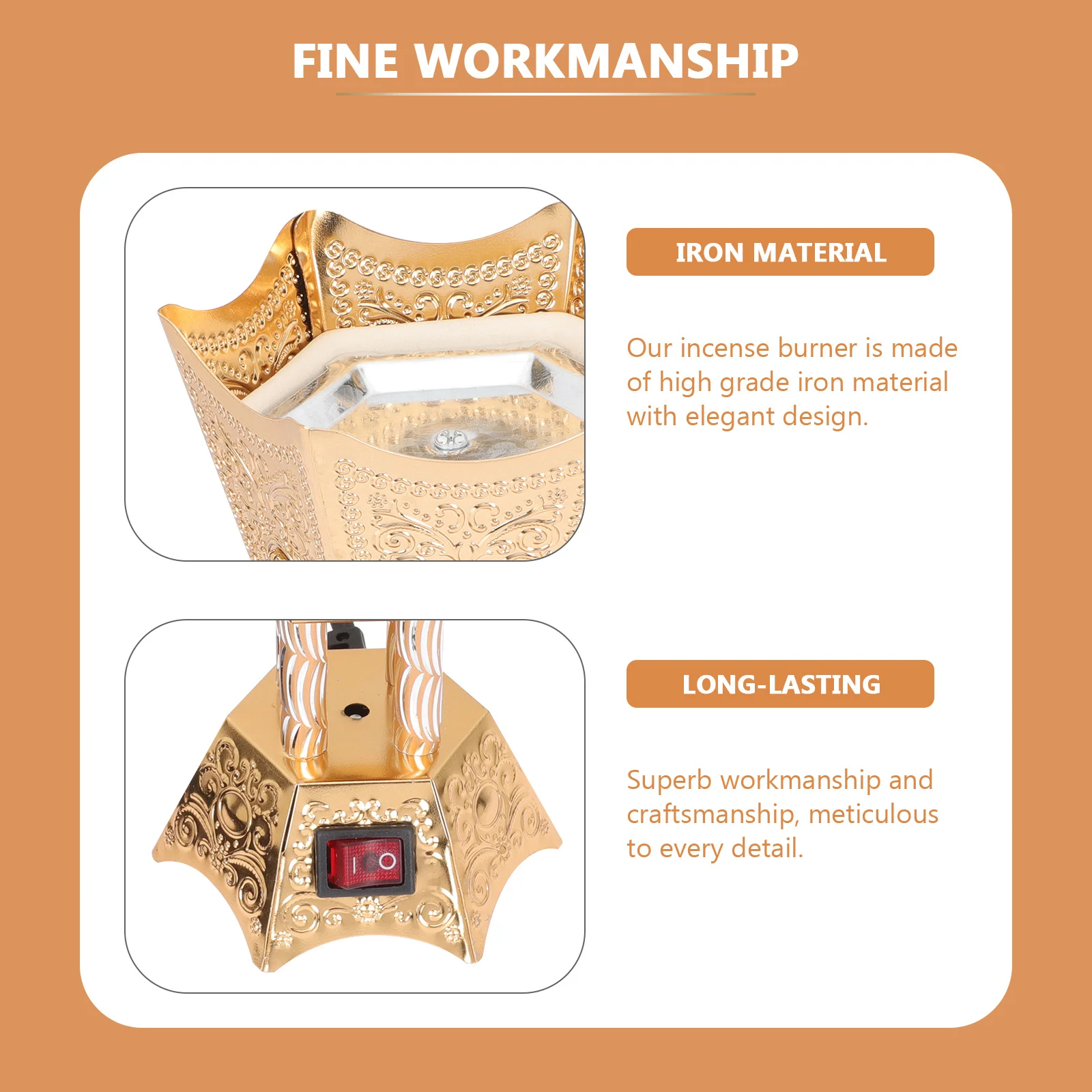 Modern Electric Iron Burner Vintage Censer Decor Middle Eastern Style Aroma Heater Desktop Ornament Tabletop Home Gift EU Plug
Modern Electric Iron Burner Vintage Censer Decor Middle Eastern Style Aroma Heater Desktop Ornament Tabletop Home Gift EU Plug