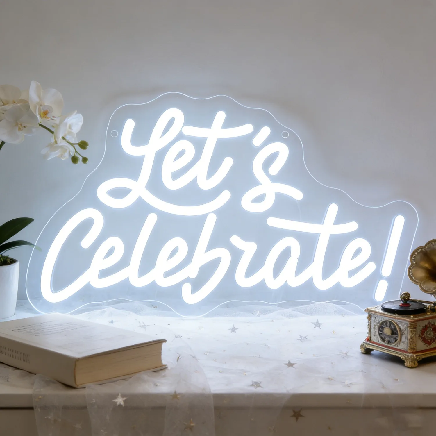 Lets Celebrate LED Neon Sign for Party Wedding Home Decor Romantic Bedroom Bar Warm Lighting Wall Art Decorative Neon Light
Lets Celebrate LED Neon Sign for Party Wedding Home Decor Romantic Bedroom Bar Warm Lighting Wall Art Decorative Neon Light