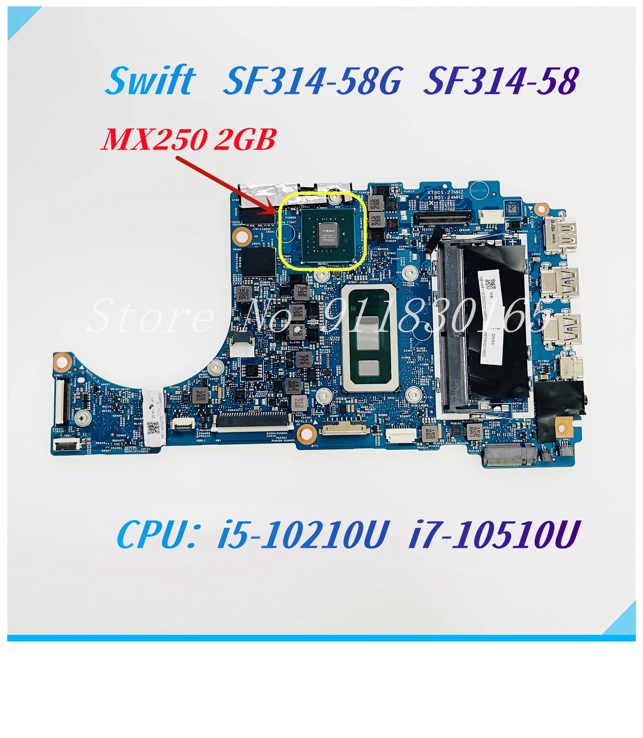 18721-1 448.0E718.0011 материнская плата для ноутбука Acer Swift SF314-58 i7-10510U CPU MX250 2GB-GPU 4 Гб RAM
18721-1 448.0E718.0011 материнская плата для ноутбука Acer Swift SF314-58 i7-10510U CPU MX250 2GB-GPU 4 Гб RAM