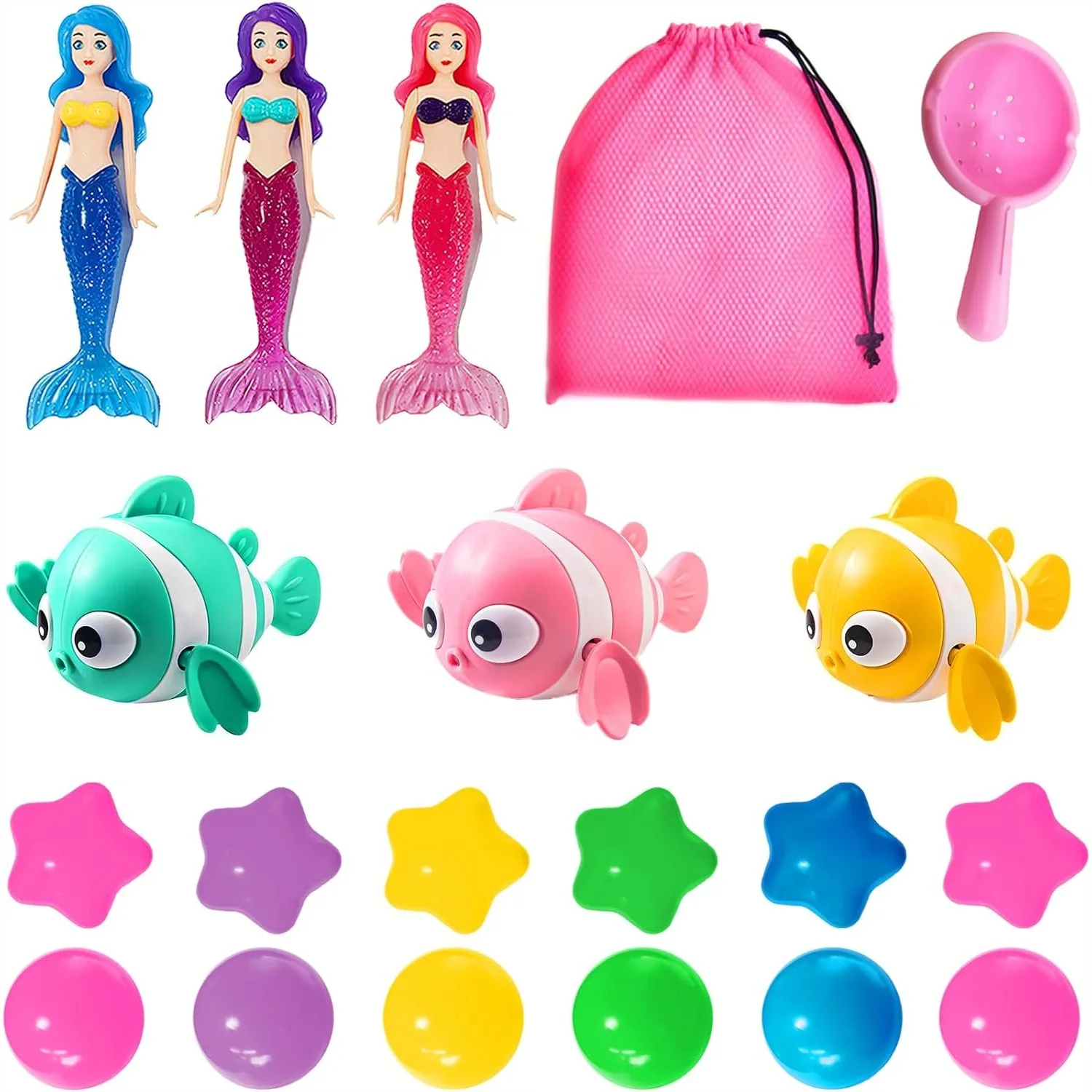 Baby Bath Toys 20 PCS Mermaid Dolls Wind Up Swimming Fish Balls Scoop Storage Bag Mold-Free Toddler Water Toys for Bathtub Pool
Baby Bath Toys 20 PCS Mermaid Dolls Wind Up Swimming Fish Balls Scoop Storage Bag Mold-Free Toddler Water Toys for Bathtub Pool