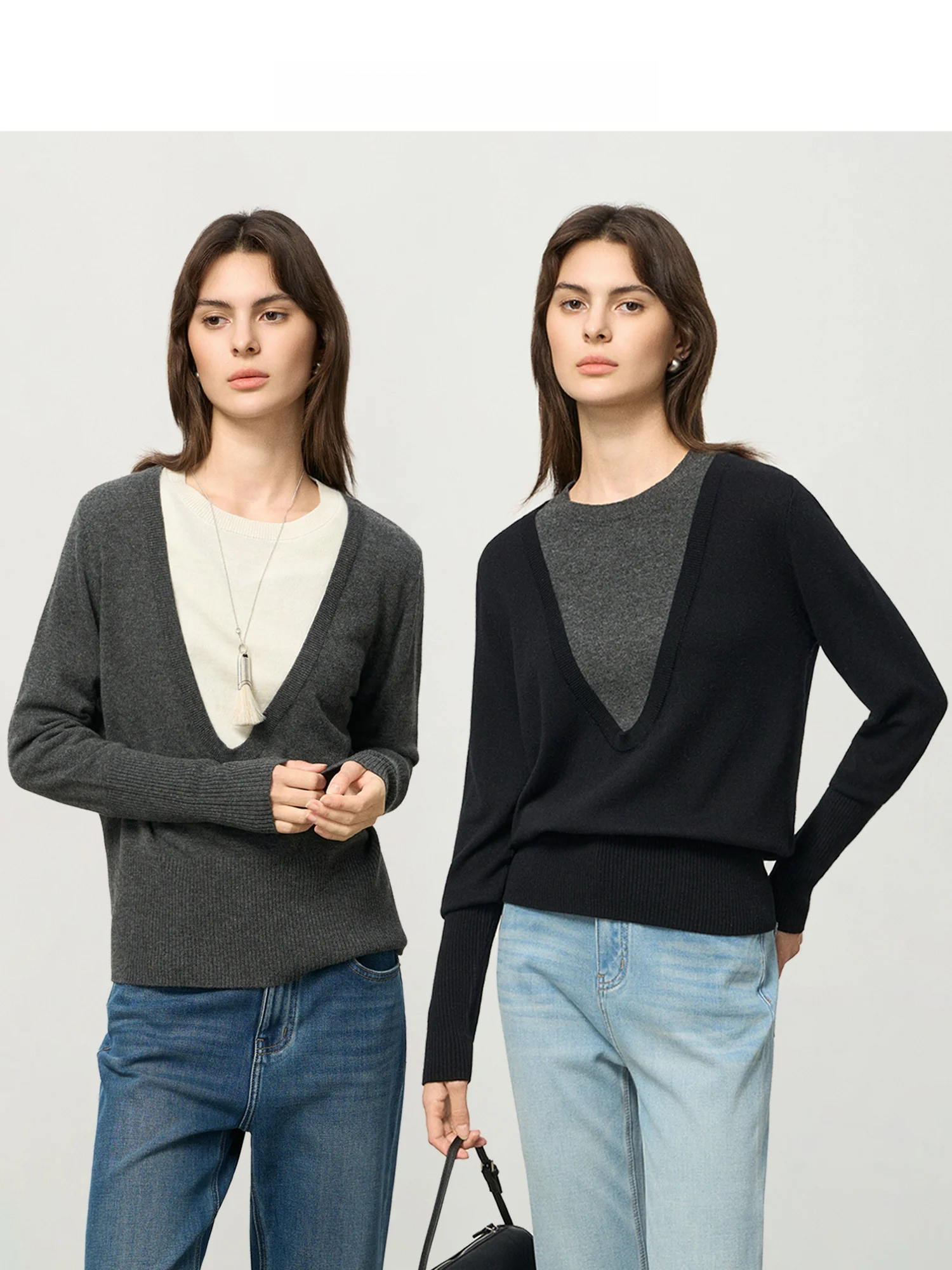 Ruiqia Jie up Camere Wool Blend Knitted Sweater Women's Big V-ne Layering Fake Two-Piece Casual Sle Loose Fit
Ruiqia Jie up Camere Wool Blend Knitted Sweater Women's Big V-ne Layering Fake Two-Piece Casual Sle Loose Fit