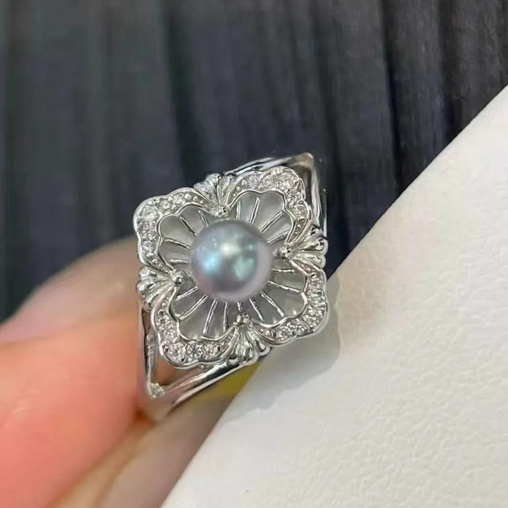 S925 Silver Sterling Ring Inlaid Zirconia Half Hole Pearl Ring Base Resizable Design DIY Handmade Fine Jewelry Ring Accessories
S925 Silver Sterling Ring Inlaid Zirconia Half Hole Pearl Ring Base Resizable Design DIY Handmade Fine Jewelry Ring Accessories