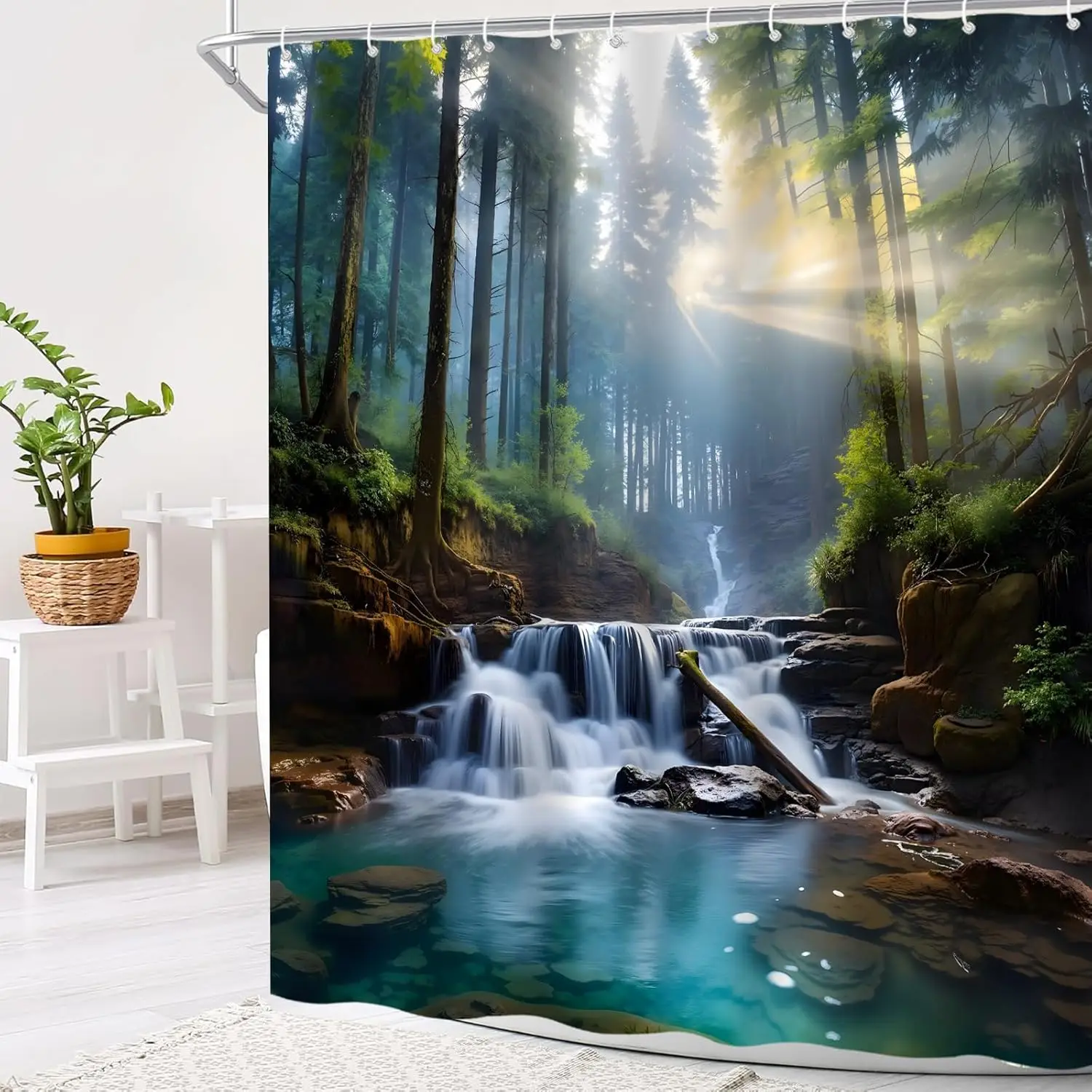Waterfall Shower Curtain Spring Forest Landscape Tropical Nature Flowing Stream Green Trees Jungle Rainforest Scenery Curtain
Waterfall Shower Curtain Spring Forest Landscape Tropical Nature Flowing Stream Green Trees Jungle Rainforest Scenery Curtain