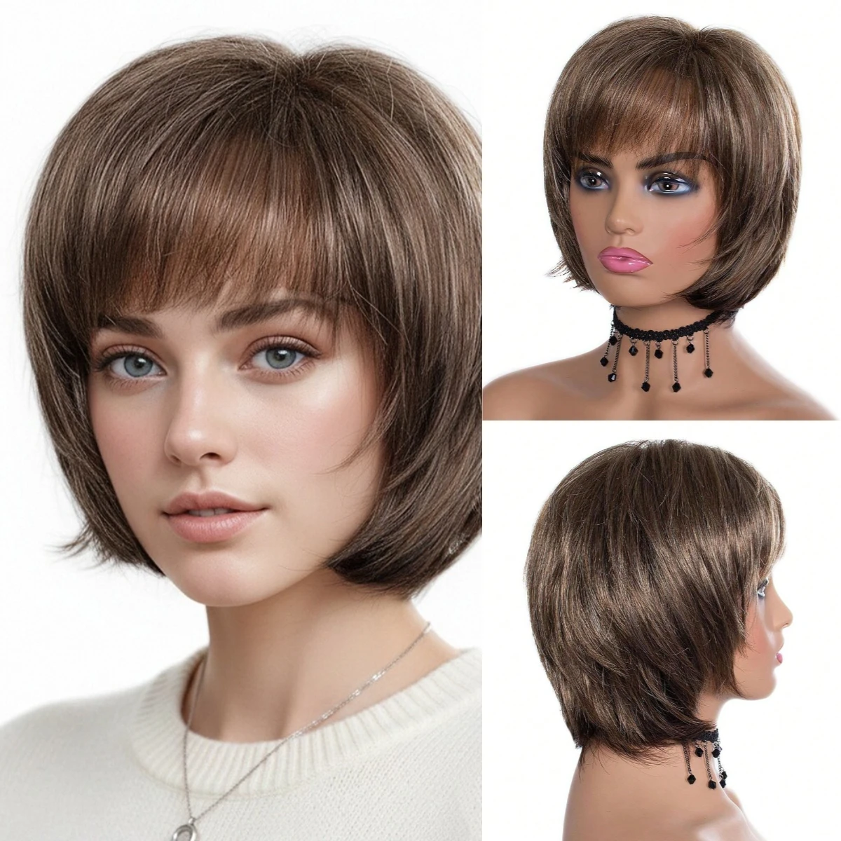 Short Pixie Cut Wig High Women's Wigs Layered Ombre Dark Brown Straight Wigs With Bangs Synthetic Wig Daily Party Heat Resistant
Short Pixie Cut Wig High Women's Wigs Layered Ombre Dark Brown Straight Wigs With Bangs Synthetic Wig Daily Party Heat Resistant
