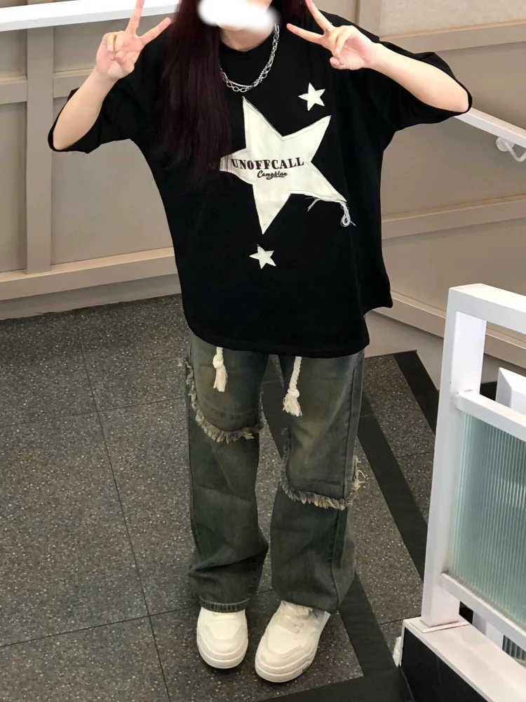 ADAgirl Star Pattern Oversized T Shirt Women Black Streetwear Short Sleeve Female Tees Hip Hop Harajuku Summer O-Neck Girl Tops
ADAgirl Star Pattern Oversized T Shirt Women Black Streetwear Short Sleeve Female Tees Hip Hop Harajuku Summer O-Neck Girl Tops