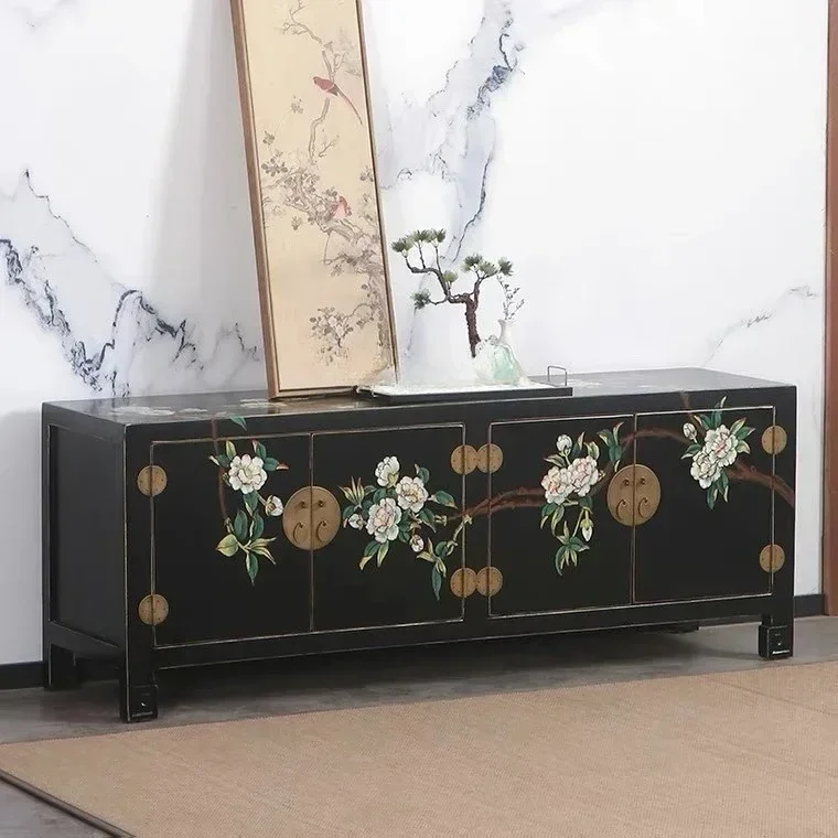 New Chinese hand-painted TV cabinet, wood simple black lacquer living room decorative low cabinet audio-visual, furniture
New Chinese hand-painted TV cabinet, wood simple black lacquer living room decorative low cabinet audio-visual, furniture