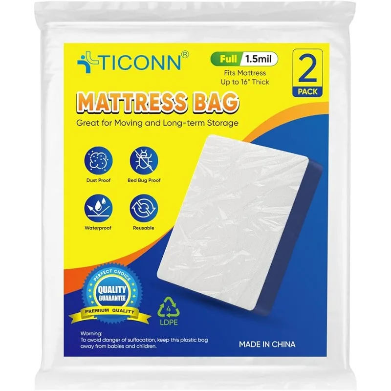 2PK Plastic Mattress Bag for Mo ing Storage, Waterproof Mattress Protector Co er, Hea y-Duty Mattress Mo ing Supplies (1.5 mil,
2PK Plastic Mattress Bag for Mo ing Storage, Waterproof Mattress Protector Co er, Hea y-Duty Mattress Mo ing Supplies (1.5 mil,