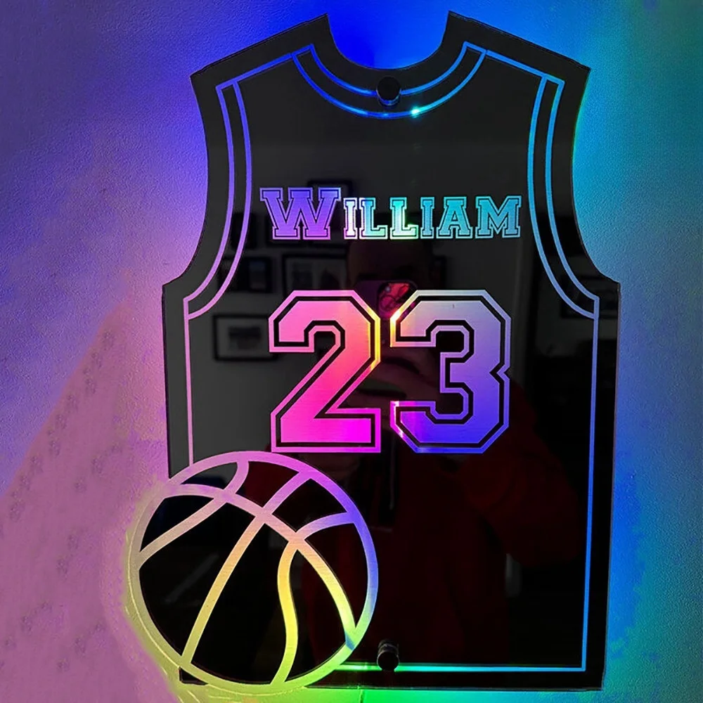 Personalized Basketball Jersey Mirror Light Custom Football Jersey Name Uniform Number LED Wall Mirror Bedroom Decoration Gifts
Personalized Basketball Jersey Mirror Light Custom Football Jersey Name Uniform Number LED Wall Mirror Bedroom Decoration Gifts