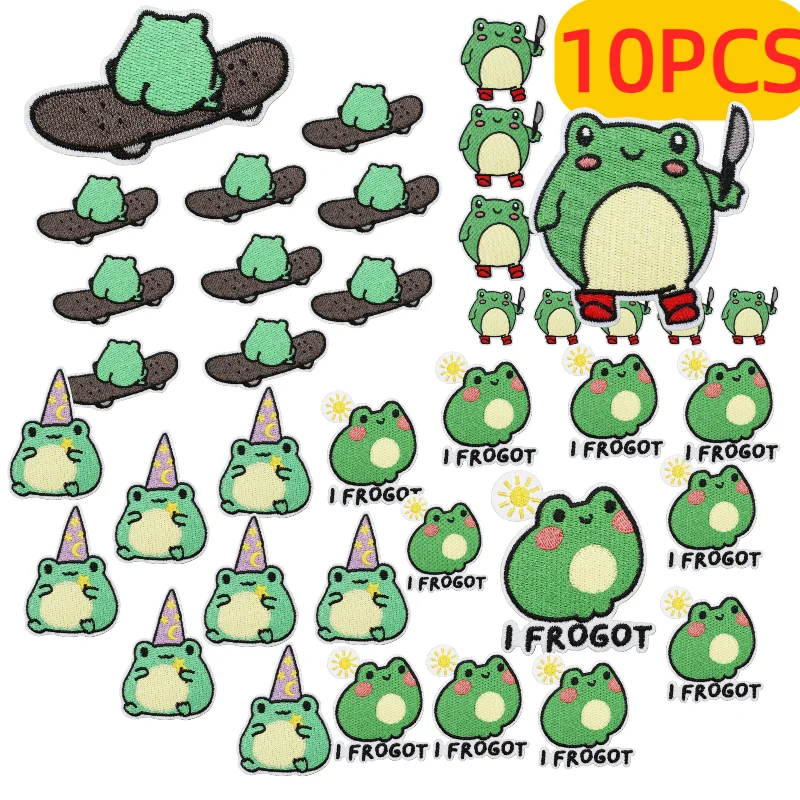 10/12PCS Cartoon Milk Tea Frog Embroidery Patches Cute Animal Design Skateboard Frog Frog Prince Bulk Iron On For DIY Clothing
10/12PCS Cartoon Milk Tea Frog Embroidery Patches Cute Animal Design Skateboard Frog Frog Prince Bulk Iron On For DIY Clothing