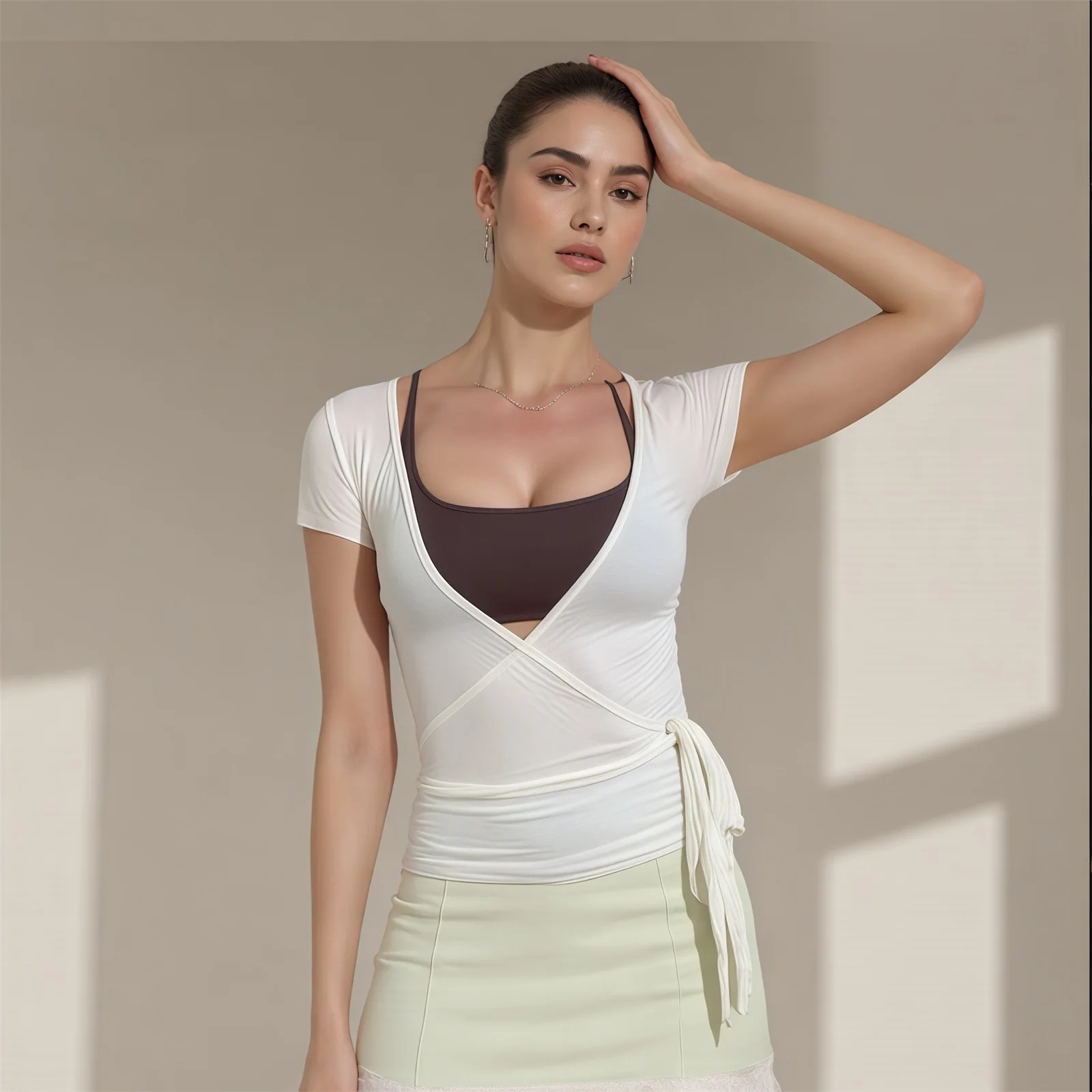 Women's Wrap V Neck Crop Tops Basic Short Sleeve Solid Color Tie Side T-Shirts Summer Workout Tops
Women's Wrap V Neck Crop Tops Basic Short Sleeve Solid Color Tie Side T-Shirts Summer Workout Tops