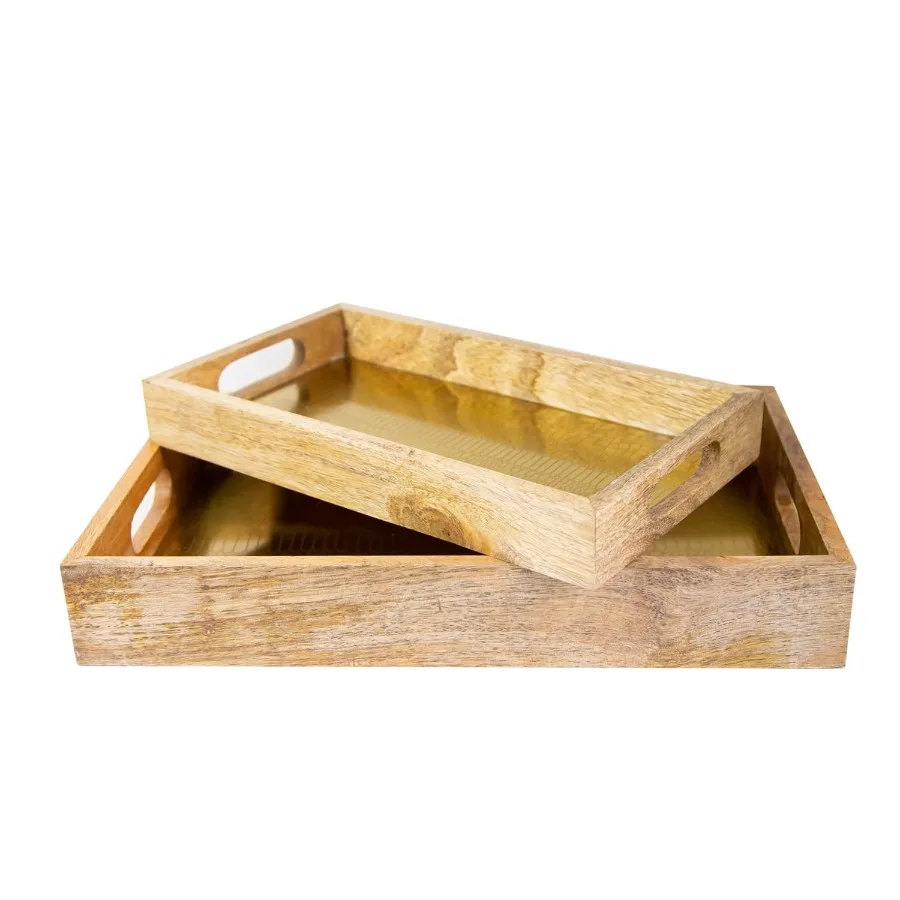 NY Set of 2 Gold Colored Wood Based Nested Decorative Trays
NY Set of 2 Gold Colored Wood Based Nested Decorative Trays