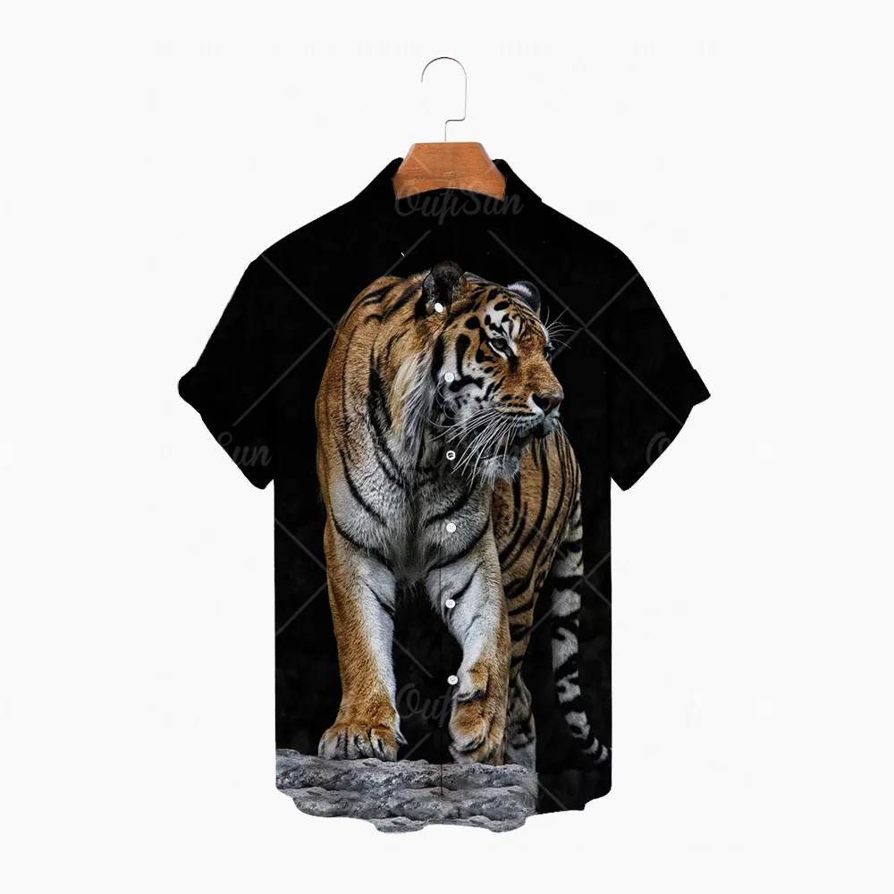 Summer street breathable fierce animal New trend Holiday shirt men's cat print Short cuff link Hawaiian shirt Men's S-5XL 
Summer street breathable fierce animal New trend Holiday shirt men's cat print Short cuff link Hawaiian shirt Men's S-5XL