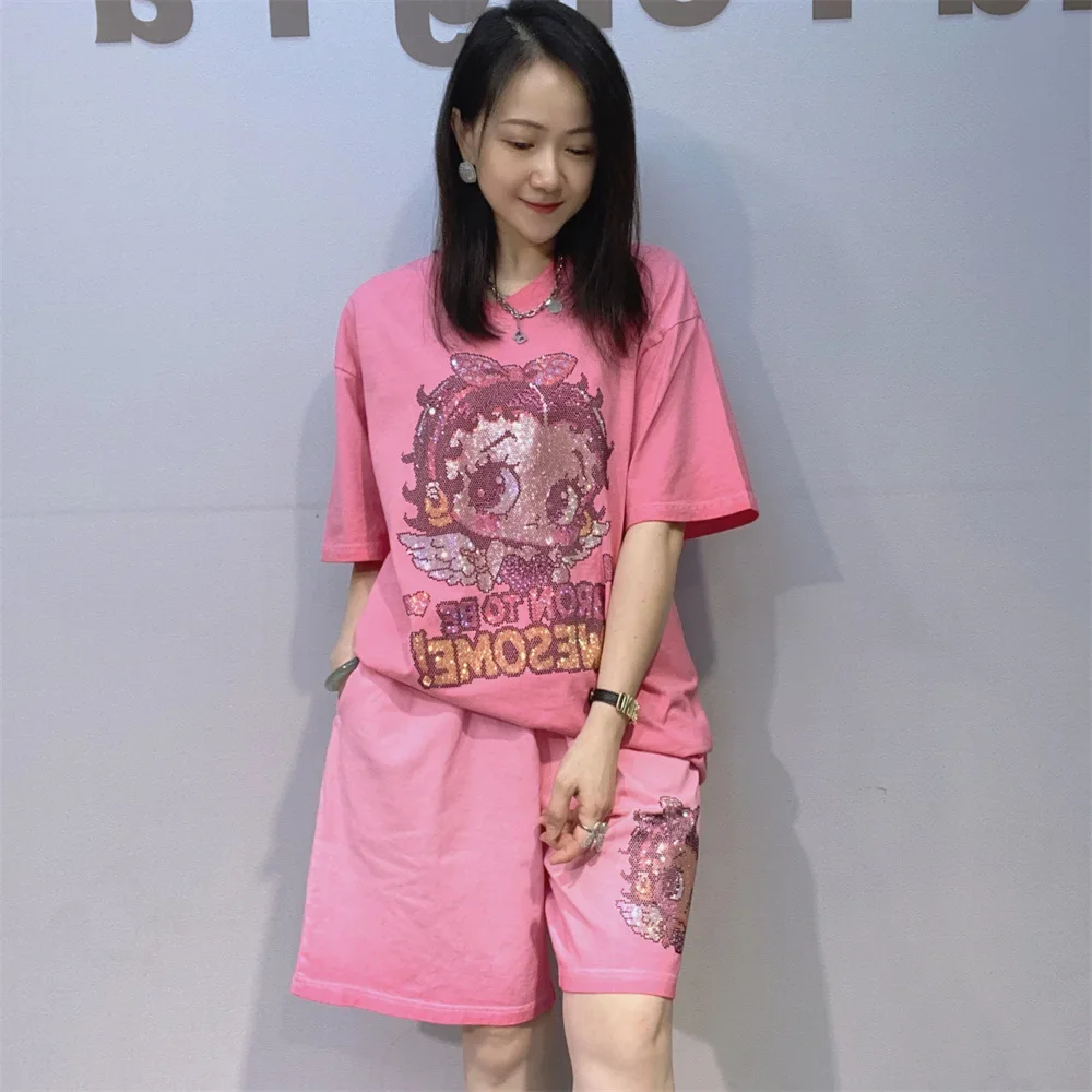 Oversize Cartoon Diamonds Sets Women Summer Clothes Loose Tracksuit Casual Knitting Short Sleeve Two Piece Sets Womens Outifits
Oversize Cartoon Diamonds Sets Women Summer Clothes Loose Tracksuit Casual Knitting Short Sleeve Two Piece Sets Womens Outifits