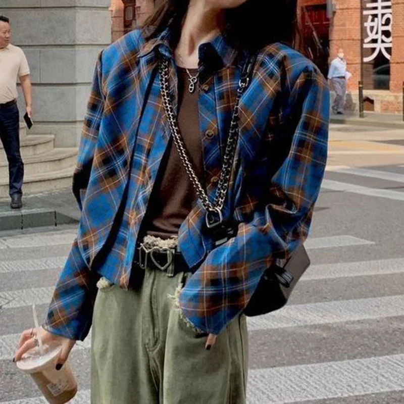 Women's Spring Autumn 2026 Retro Blue Plaid Short Cropped Shirt Jacket Small Batch Design
Women's Spring Autumn 2026 Retro Blue Plaid Short Cropped Shirt Jacket Small Batch Design