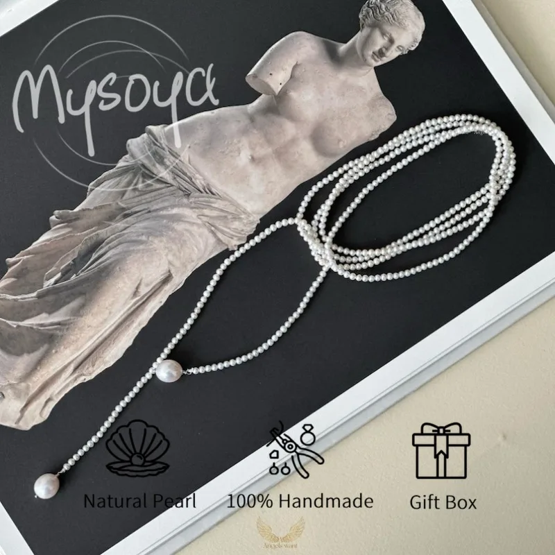 MYSOYA White Freshwater Pearl Long Necklace 2-3mm 9-10mm With Gift Box For Her Him For Daily Birthday Valentine's Day Wedding
MYSOYA White Freshwater Pearl Long Necklace 2-3mm 9-10mm With Gift Box For Her Him For Daily Birthday Valentine's Day Wedding