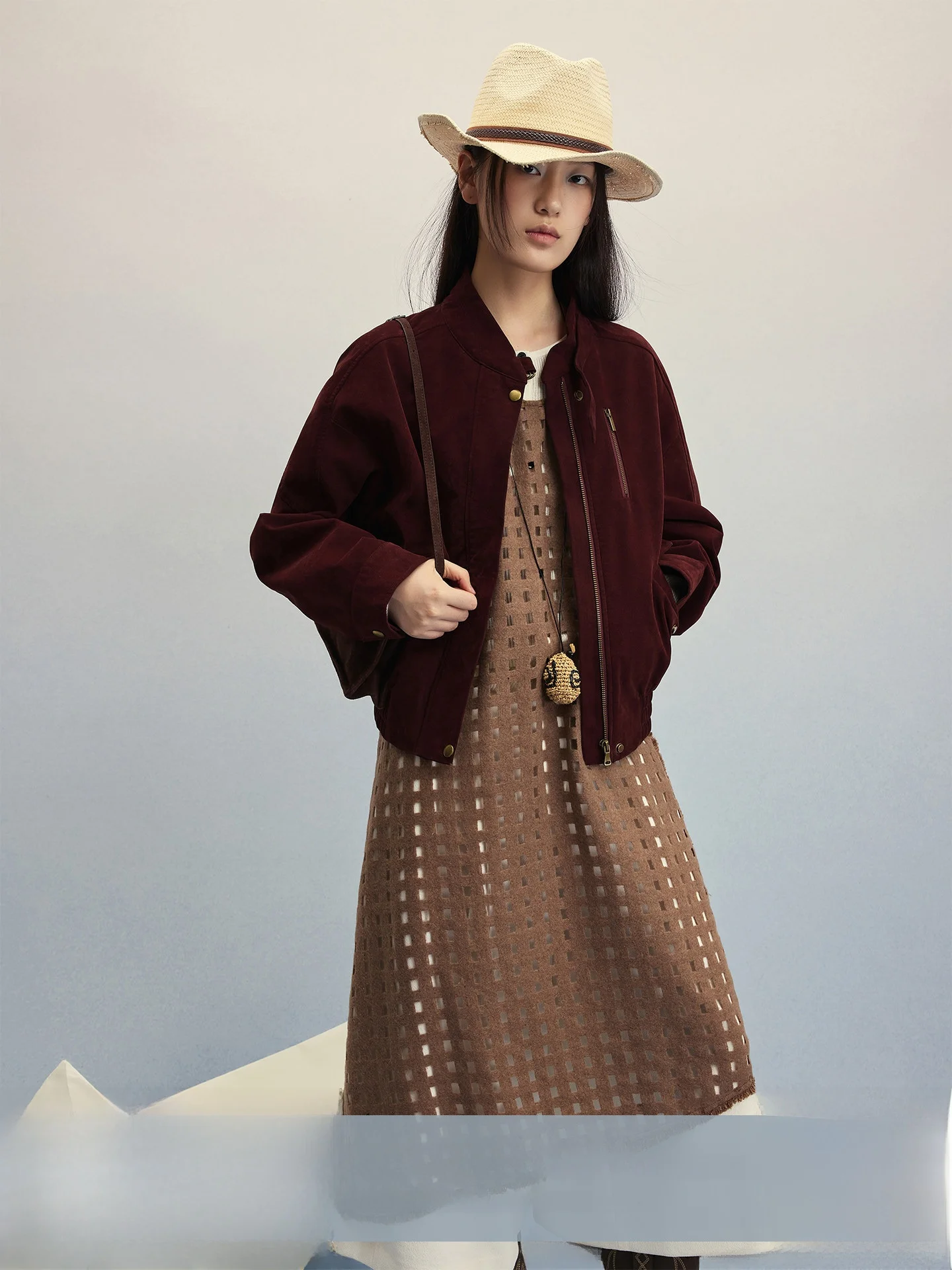 CAREMIND Retro Suede Flight Jaet ort Red Wine Color Leather Coat Warmth Workwear Sle Zipper Closure Long Sve Women's...
CAREMIND Retro Suede Flight Jaet ort Red Wine Color Leather Coat Warmth Workwear Sle Zipper Closure Long Sve Women's...