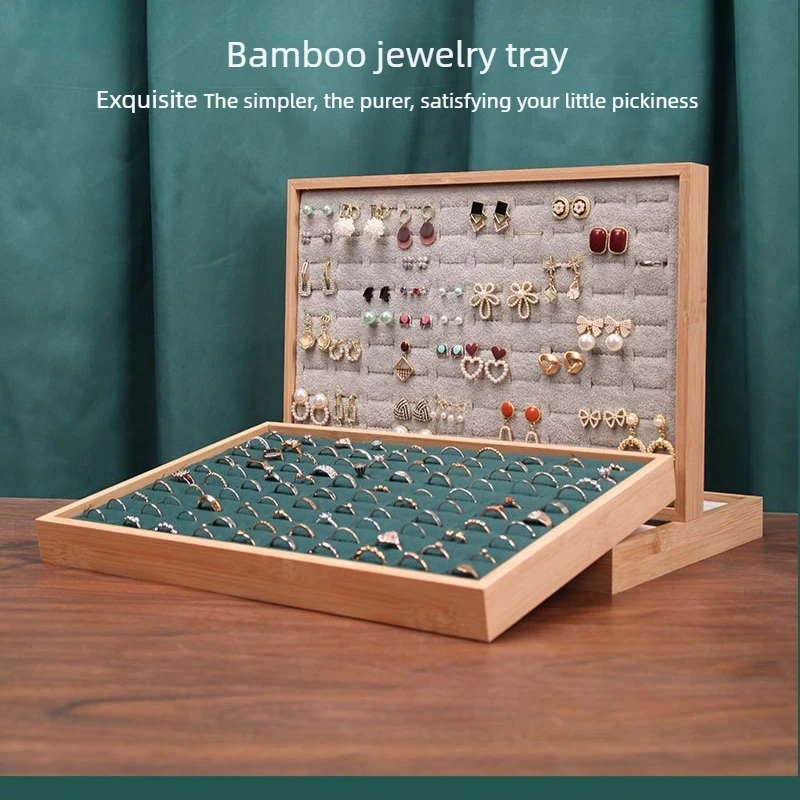 Fashion Bamboo Wood Velvet 100Digit Ring Display Tray Stud EarringStorage Plate Jewelry Organizer Counter ShowcaseProp Packaging
Fashion Bamboo Wood Velvet 100Digit Ring Display Tray Stud EarringStorage Plate Jewelry Organizer Counter ShowcaseProp Packaging