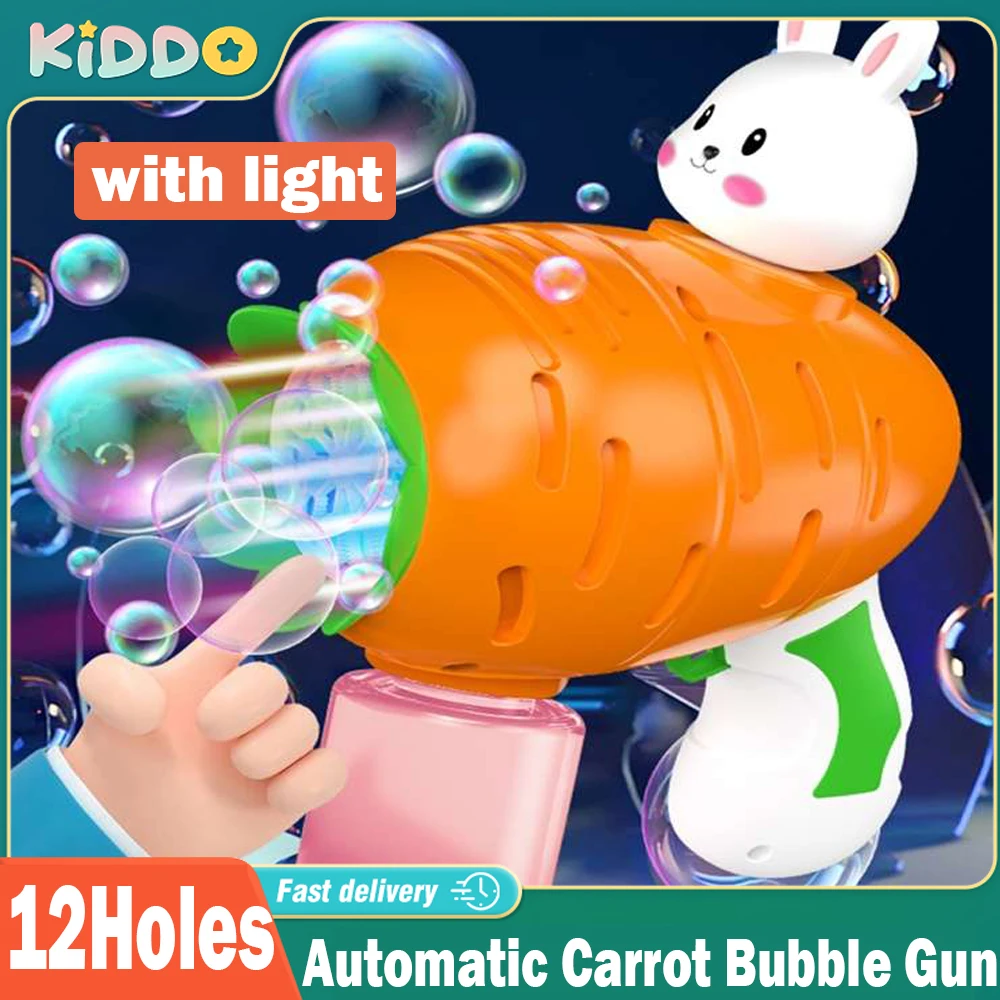 Bubble Gun Carrot 12 Holes Automatic Soap Bubbles Fully Cute Rabbit with Light Bubble Machine Toys for Kid Children's Day Gifts
Bubble Gun Carrot 12 Holes Automatic Soap Bubbles Fully Cute Rabbit with Light Bubble Machine Toys for Kid Children's Day Gifts