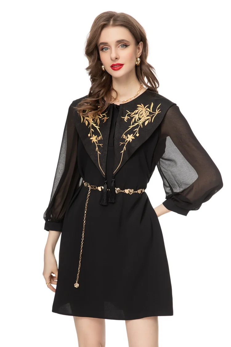 2024 New European and American French Fashion Women's Chiffon Embroidered Retro Temperament Loose Dress
2024 New European and American French Fashion Women's Chiffon Embroidered Retro Temperament Loose Dress