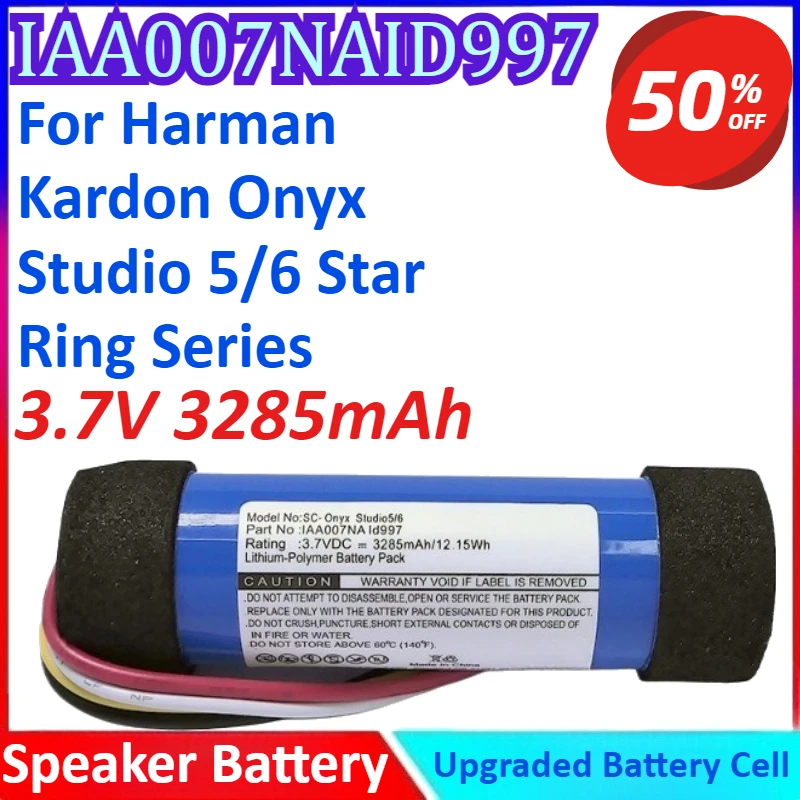 IAA007NAID997 3.7V 3285mAh Speaker Battery For Harman Kardon Onyx Studio 5/6 Star Ring Series High Quality Rechargeable Battery
IAA007NAID997 3.7V 3285mAh Speaker Battery For Harman Kardon Onyx Studio 5/6 Star Ring Series High Quality Rechargeable Battery
