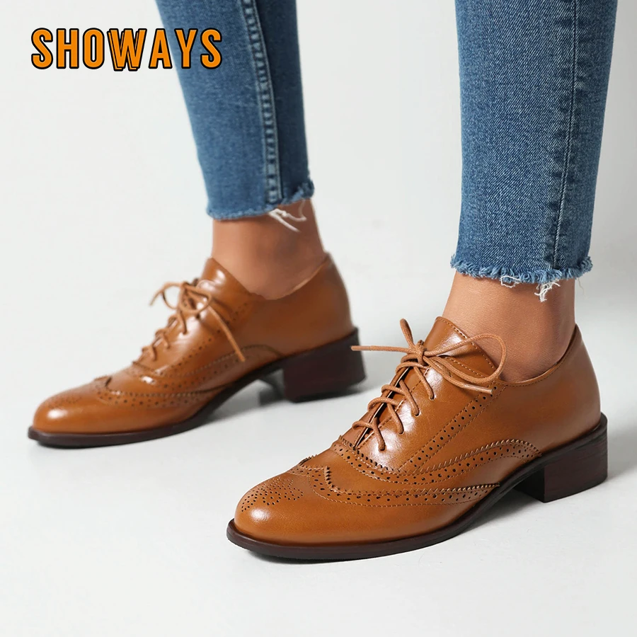 Brown British Women Oxfords Med Square Heel White Medallion Dress Office Lady Spring Autumn Retro Lace-up Wingtips Brogues Flats
Brown British Women Oxfords Med Square Heel White Medallion Dress Office Lady Spring Autumn Retro Lace-up Wingtips Brogues Flats