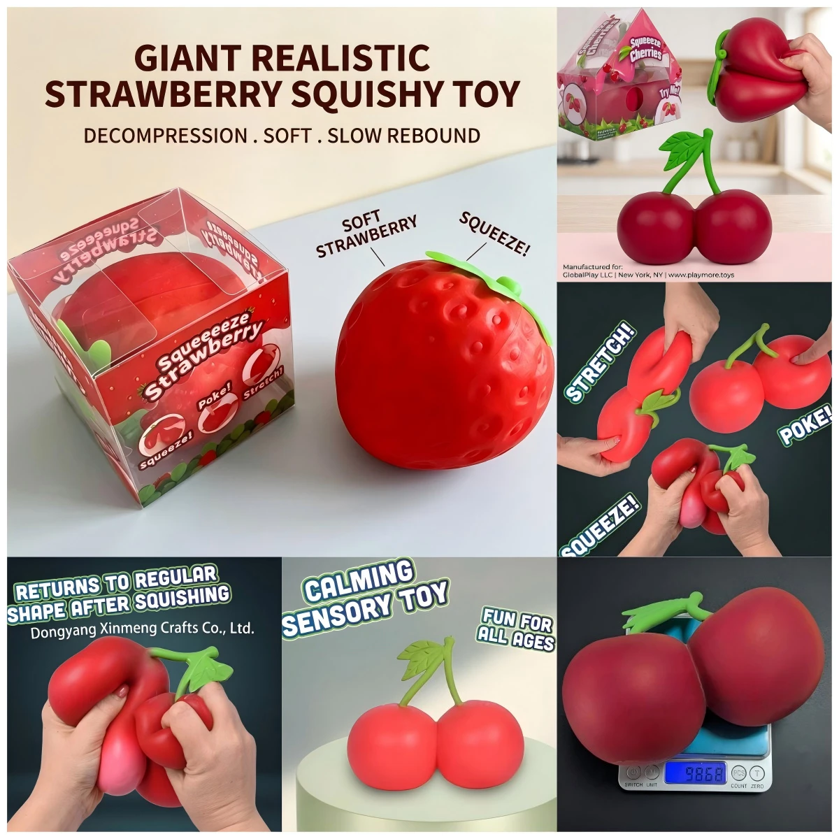 Squishy Cherry Stress Relief Toy Slow Rising Simulation Fruit Fidget Soft Squeeze Decompression Office Gift Adult Kid
Squishy Cherry Stress Relief Toy Slow Rising Simulation Fruit Fidget Soft Squeeze Decompression Office Gift Adult Kid