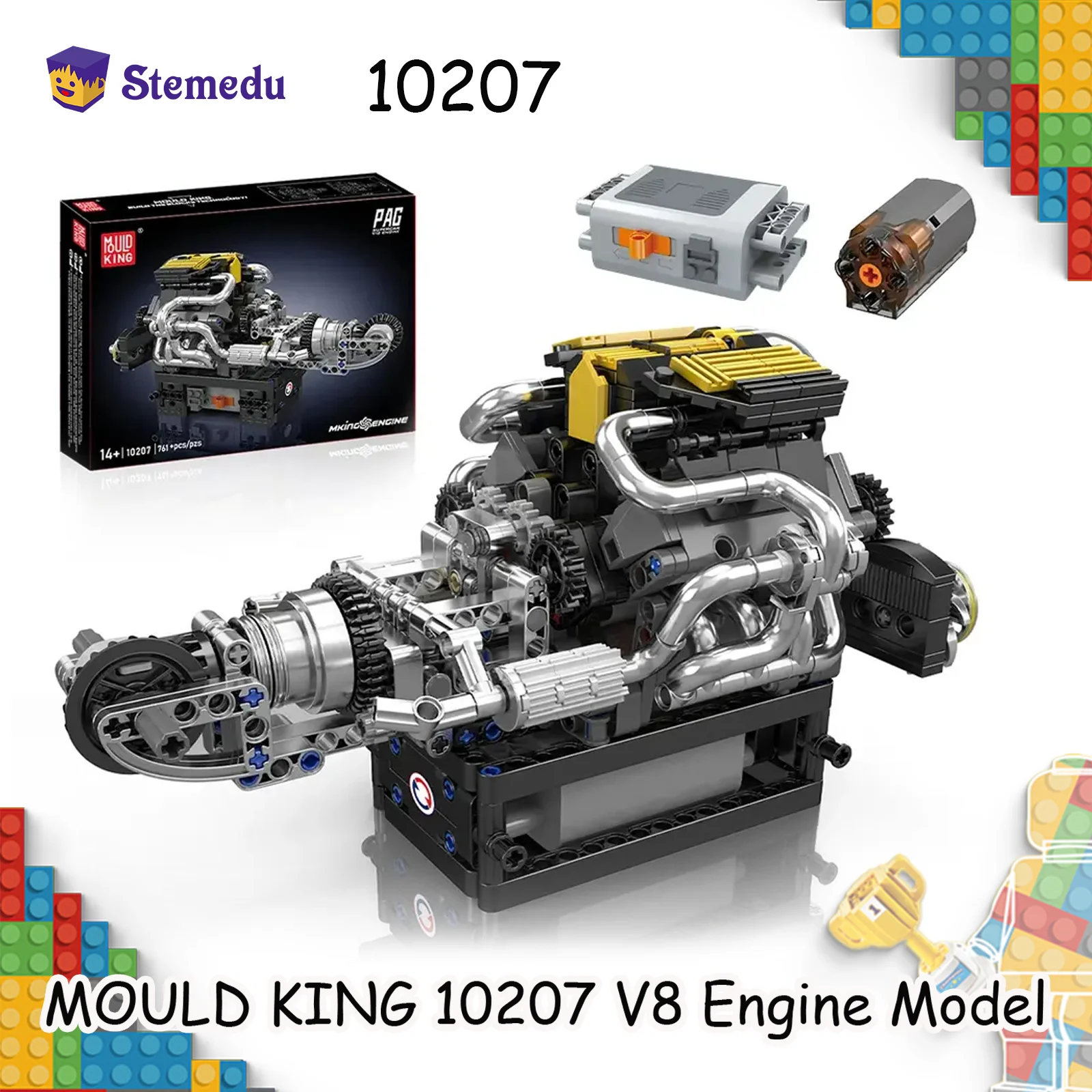 MOLD KING 10207 PAG суперкар V8 двигатель моторизованная имитационная модель электрически управляемые строительные блоки технический автомобиль игрушки подарок
MOLD KING 10207 PAG суперкар V8 двигатель моторизованная имитационная модель электрически управляемые строительные блоки технический автомобиль игрушки подарок