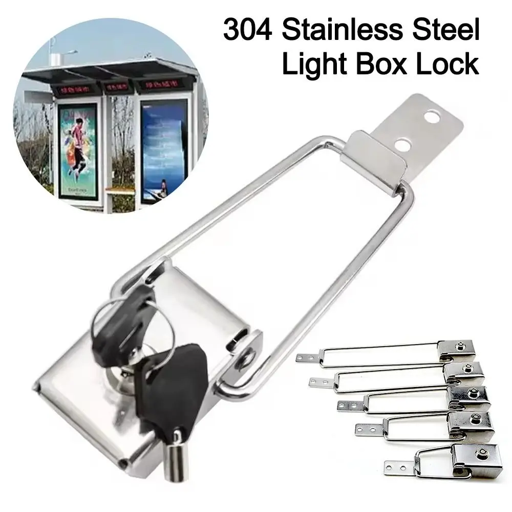 Durable 304 Stainless Steel Light Box Lock 90/120/150/170/190/210mm Multifunctional Advertising Bus Stop Padlock Latch Locks
Durable 304 Stainless Steel Light Box Lock 90/120/150/170/190/210mm Multifunctional Advertising Bus Stop Padlock Latch Locks