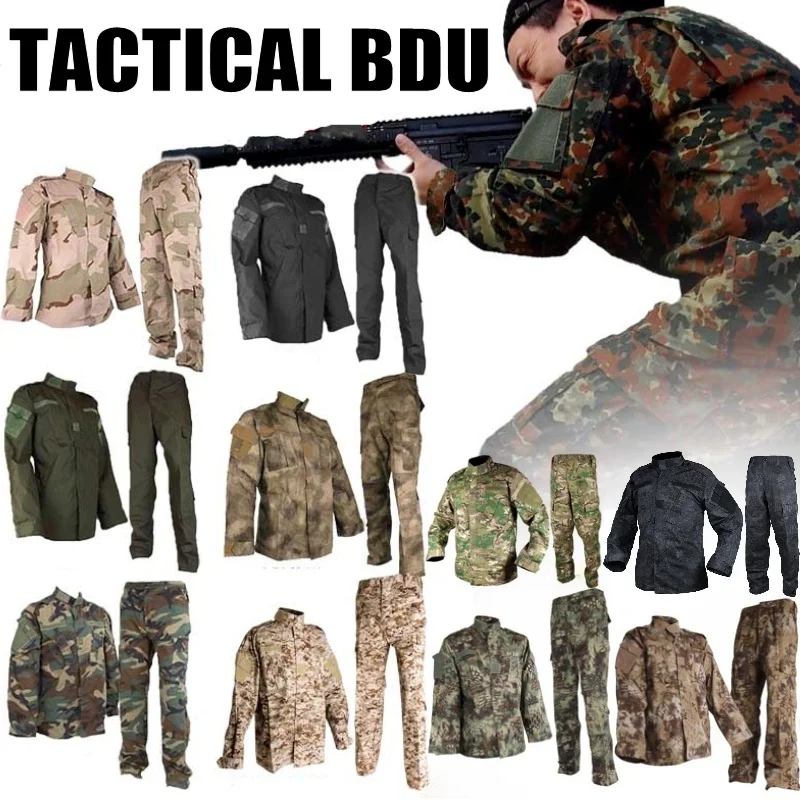 Camouflage Tactical BDU Uniform Set Combat Shirt Pants Suit Multicam Camo Airsoft Clothing Work Training Hunting Clothes
Camouflage Tactical BDU Uniform Set Combat Shirt Pants Suit Multicam Camo Airsoft Clothing Work Training Hunting Clothes