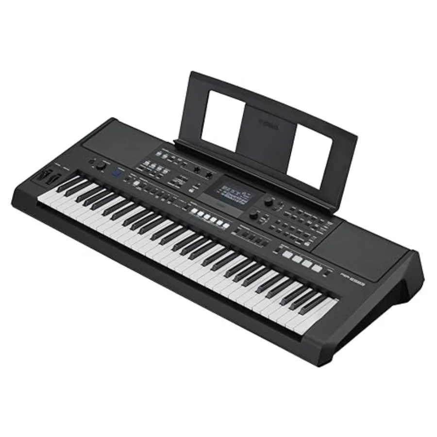 Portable keyboard for music practice: PSR-E583, 61-key touch-sensitive, black ABS plastic, premium sound quality, includes musi
Portable keyboard for music practice: PSR-E583, 61-key touch-sensitive, black ABS plastic, premium sound quality, includes musi