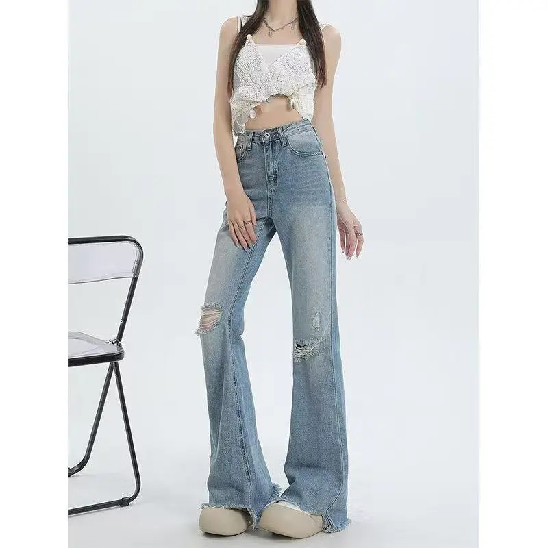 Ripped Micro-flare Jeans for Women's Summer Thin New High-waisted Slim Beggar's Bristled Horseshoe Bell-bottomed Pants Y2k
Ripped Micro-flare Jeans for Women's Summer Thin New High-waisted Slim Beggar's Bristled Horseshoe Bell-bottomed Pants Y2k