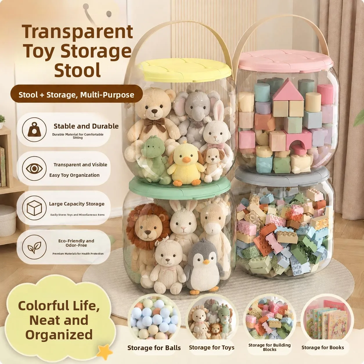 Thickened Plastic Storage Bench Transparent Doll Toy Organizer Children's Storage Box Multi-Functional Hardened Kids Sto...
Thickened Plastic Storage Bench Transparent Doll Toy Organizer Children's Storage Box Multi-Functional Hardened Kids Sto...