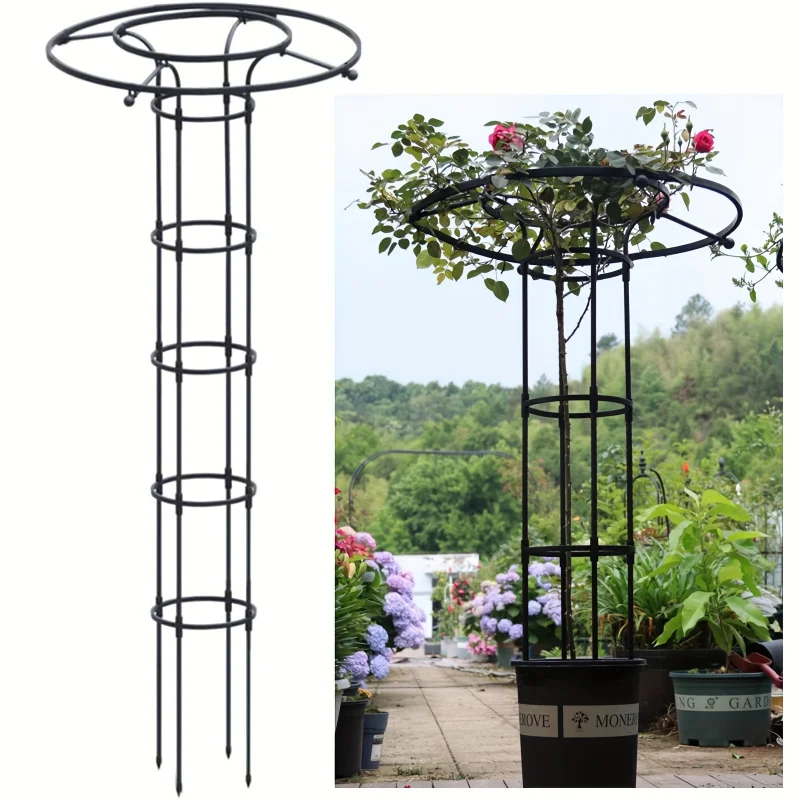 Black Metal Plant Trellis - Umbrella-Shaped Flower Stand w/Plastic Coated Steel, Tall Heat-Resistant Support for Roses/Vines
Black Metal Plant Trellis - Umbrella-Shaped Flower Stand w/Plastic Coated Steel, Tall Heat-Resistant Support for Roses/Vines