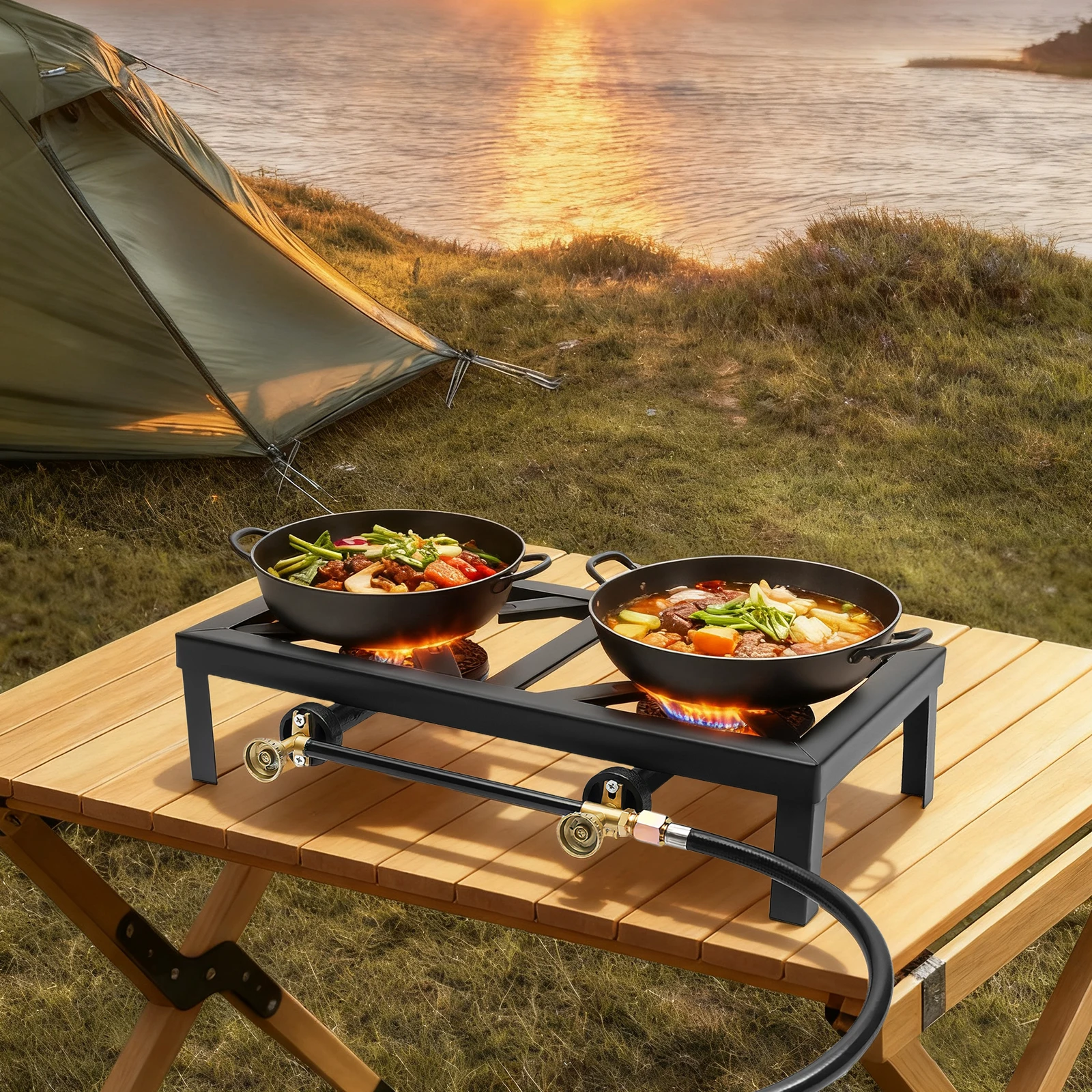 Портативная газовая плита для кемпинга с шлангом 3,9 фута, плита с двойной конфоркой, 4 стабильные ножки, независимые ручки управления для пикника/барбекю/семейной столовой
Портативная газовая плита для кемпинга с шлангом 3,9 фута, плита с двойной конфоркой, 4 стабильные ножки, независимые ручки управления для пикника/барбекю/семейной столовой