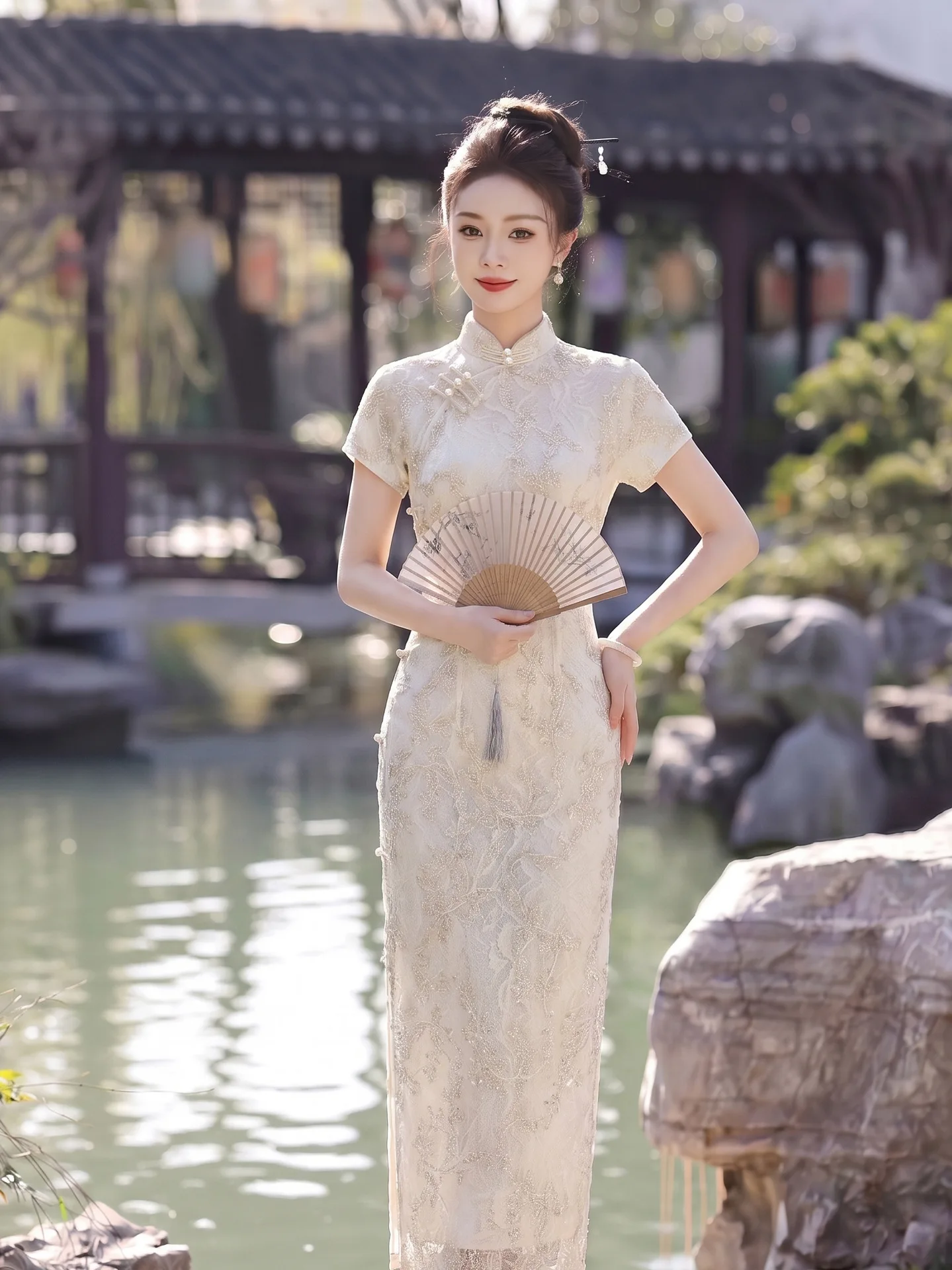 Apricot Lace Chinese Style Suzhou Long Cheongsam Improved Young Women's Daily Summer Chiffon Qipao Dress
Apricot Lace Chinese Style Suzhou Long Cheongsam Improved Young Women's Daily Summer Chiffon Qipao Dress