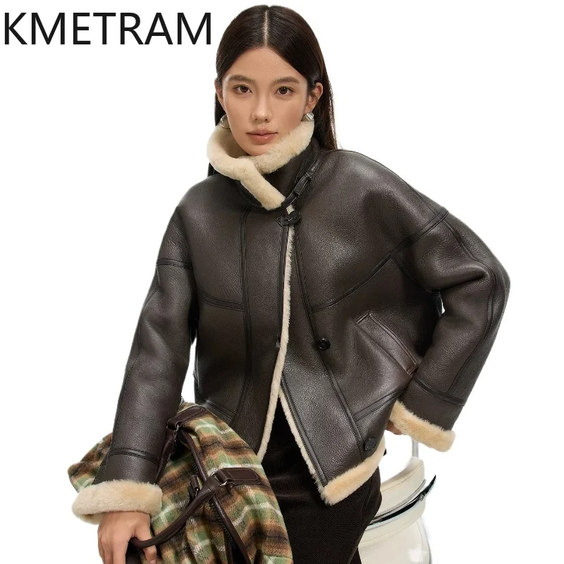 KMETRAM Natural Merino Sheepskin with Wool Attached Coat Short Real Fur Jacket 63cm Fashion Winter Coats Woman Clothes 2026 шуба
KMETRAM Natural Merino Sheepskin with Wool Attached Coat Short Real Fur Jacket 63cm Fashion Winter Coats Woman Clothes 2026 шуба